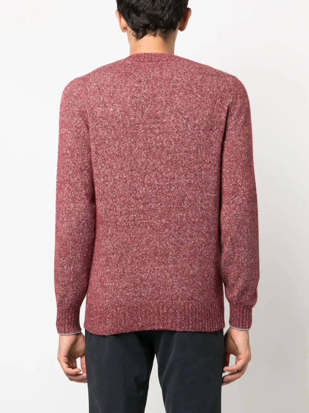 BRUNELLO CUCINELLI MEN'S RED TEXTURED KNIT SWEATER - Image 4