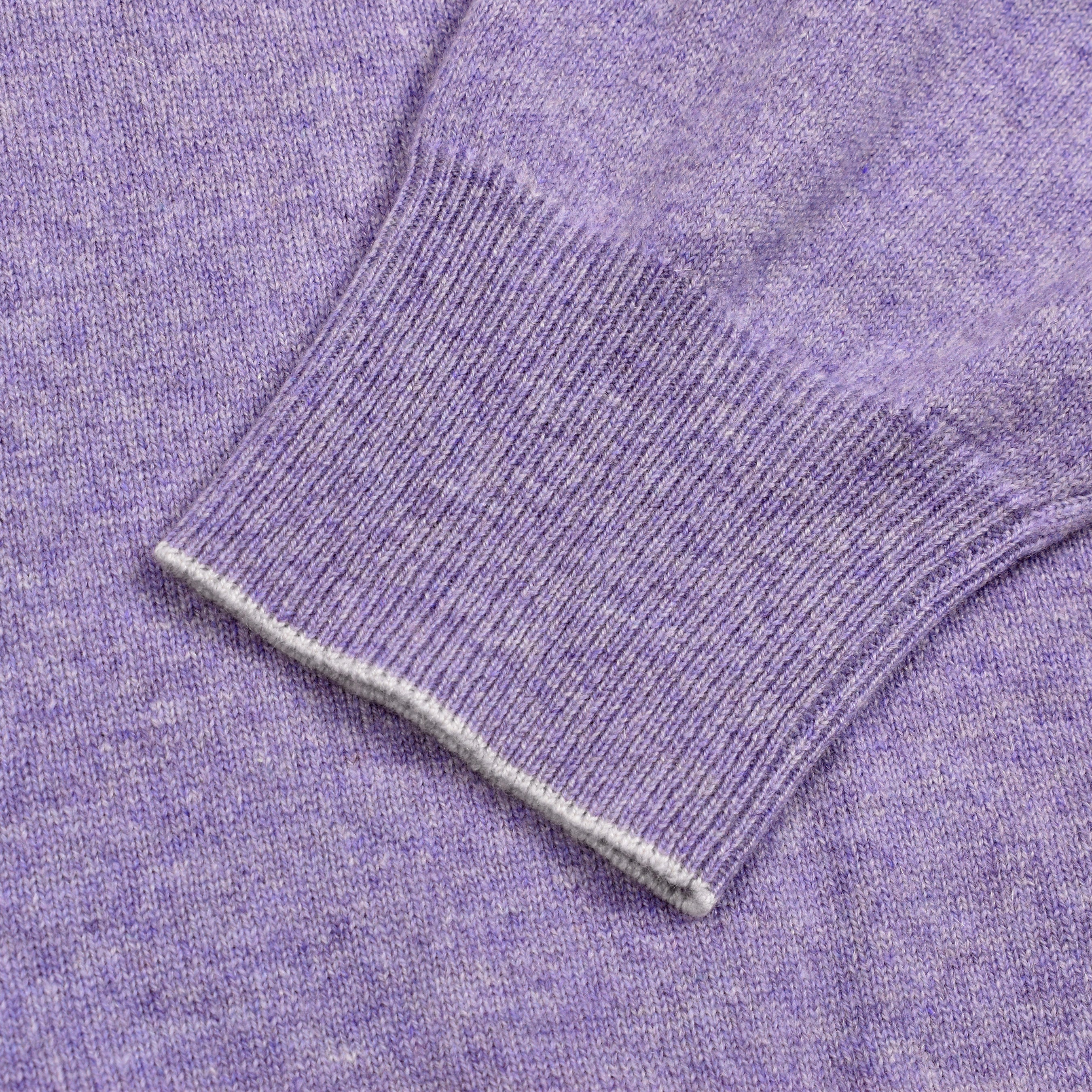 BRUNELLO CUCINELLI MEN'S AUBERGINE CASHMERE QUARTER-ZIP SWEATER - Image 4