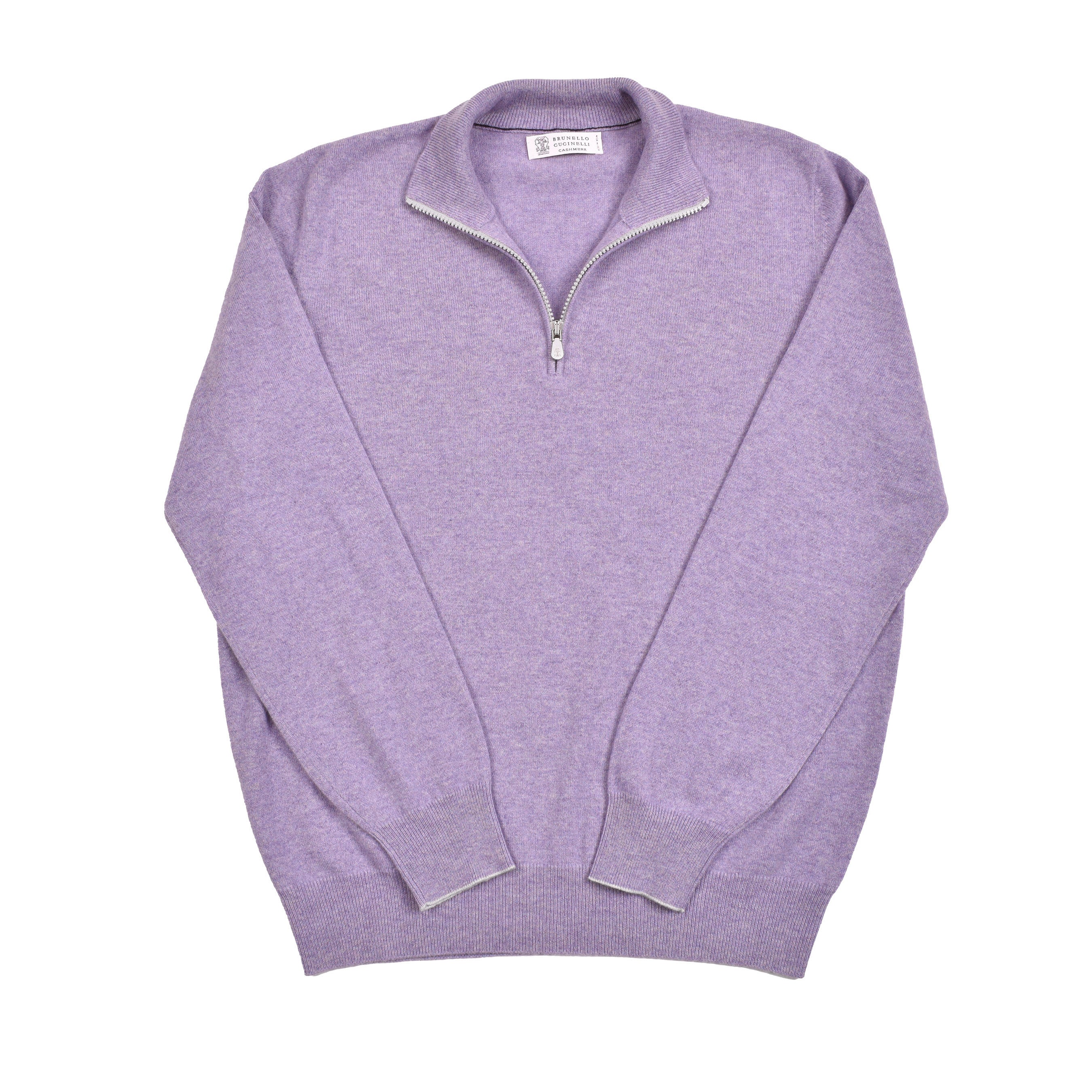 BRUNELLO CUCINELLI MEN'S AUBERGINE CASHMERE QUARTER-ZIP SWEATER - Image 5