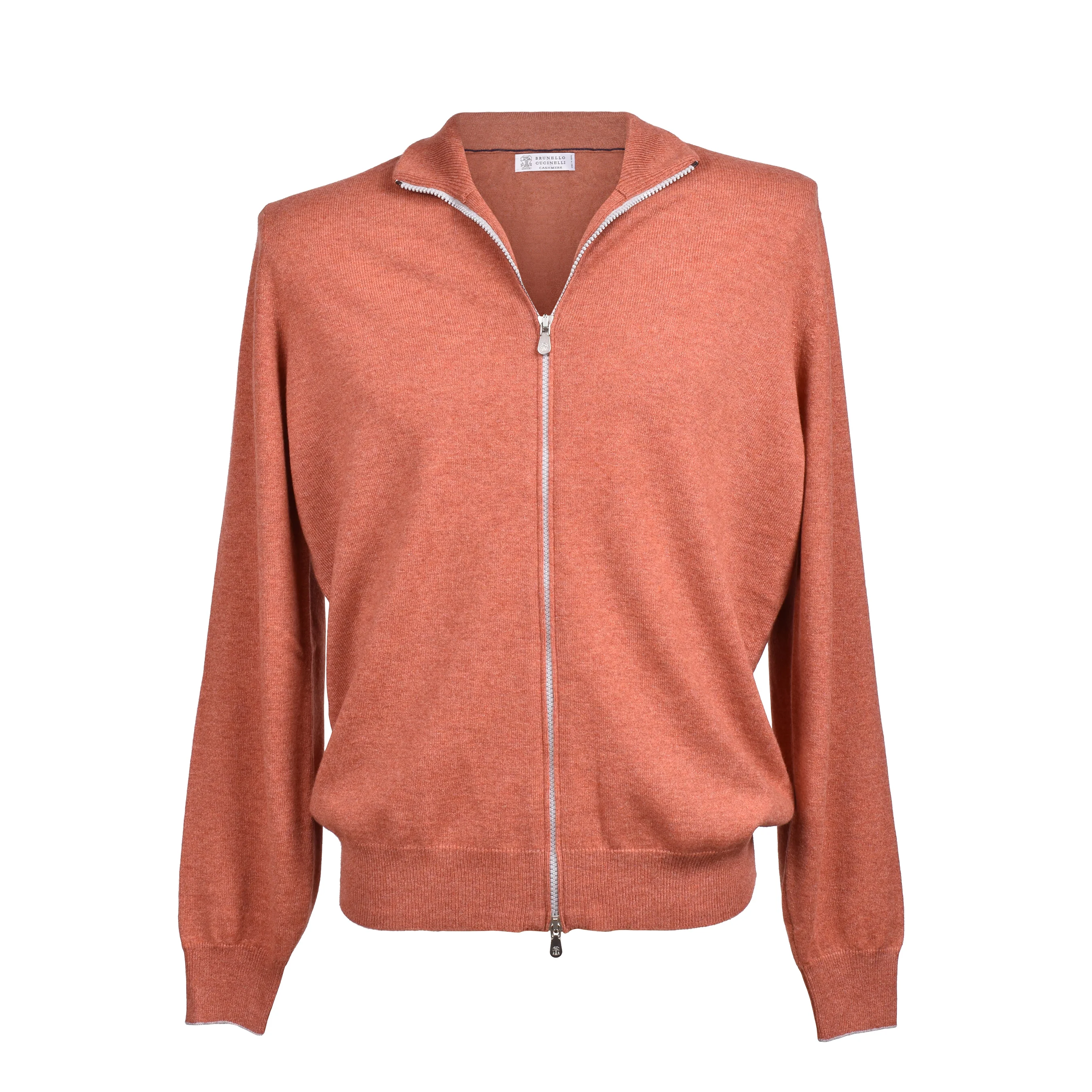 BRUNELLO CUCINELLI MEN'S LOBSTER CASHMERE ZIP-UP SWEATER