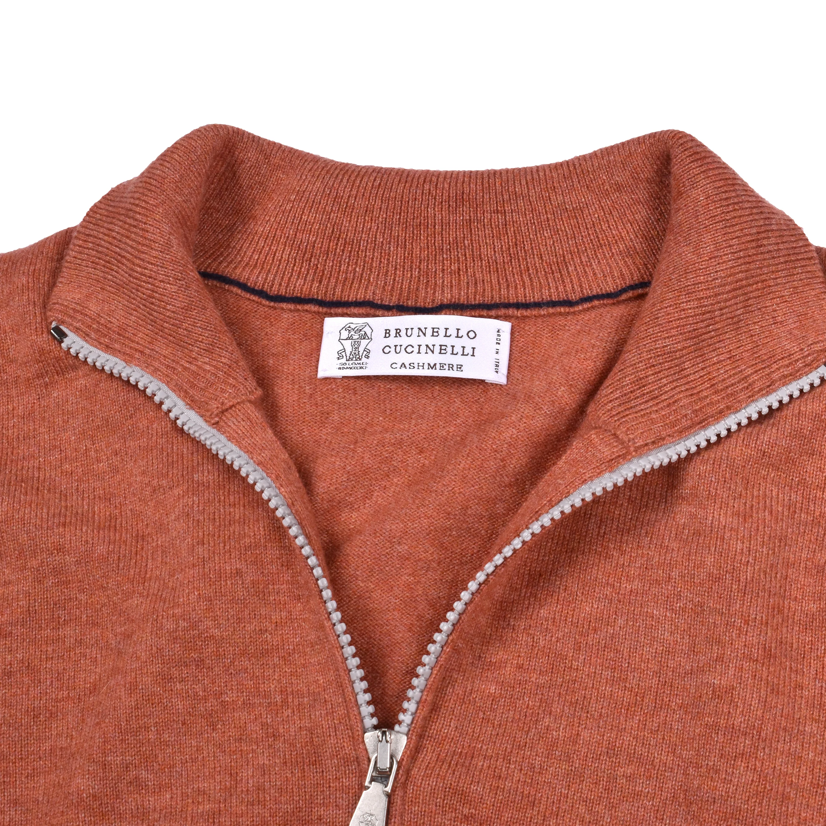 BRUNELLO CUCINELLI MEN'S LOBSTER CASHMERE ZIP-UP SWEATER - Image 3