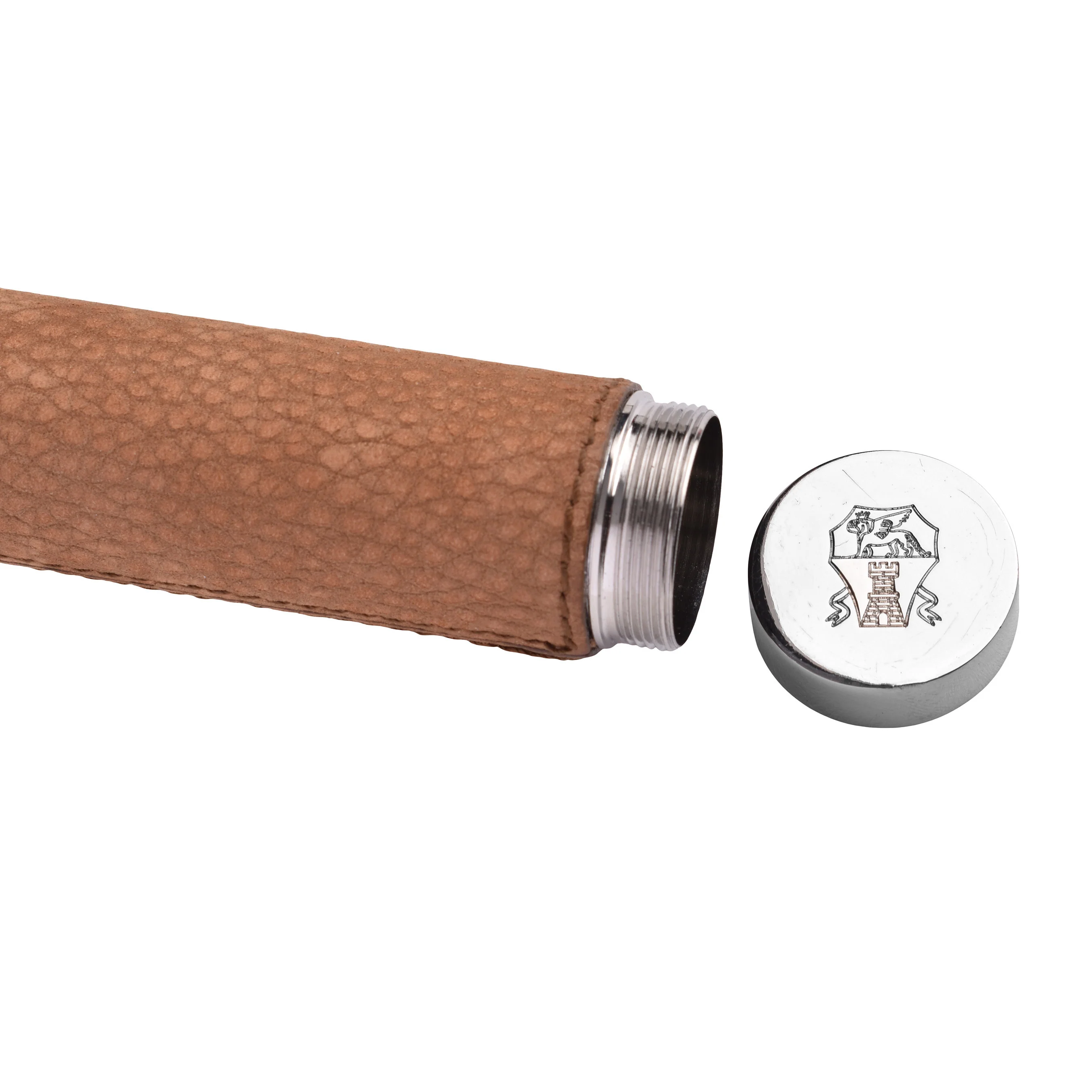BRUNELLO CUCINELLI MEN'S TEXTURED LEATHER & STEEL SINGLE CIGAR HOLDER/CASE - Image 3