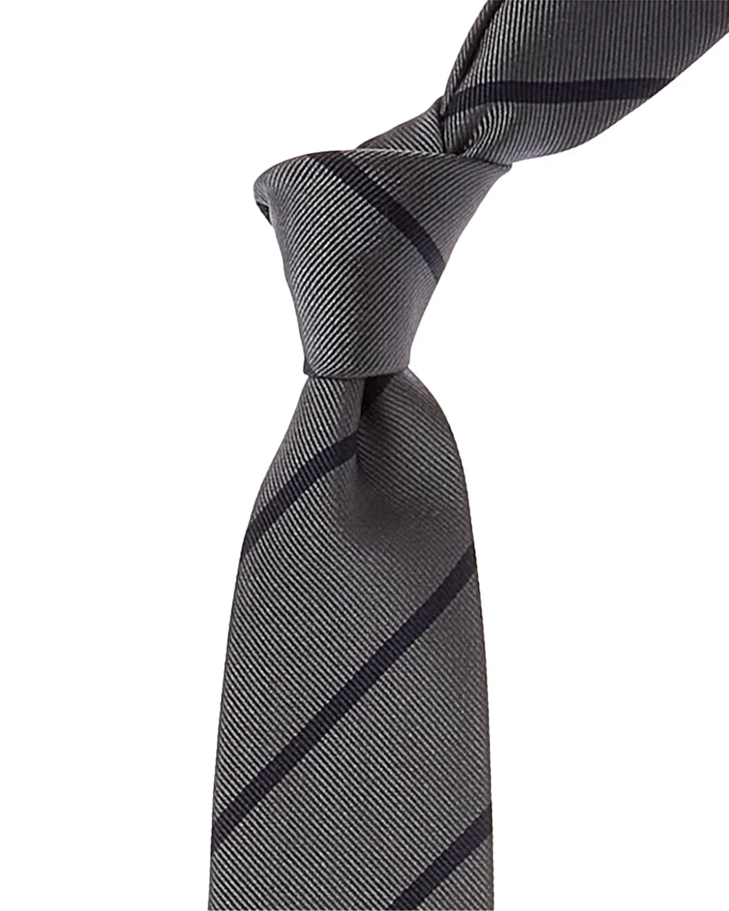 BRUNELLO CUCINELLI MEN'S DARK GRAY NAVY STRIPED TIE