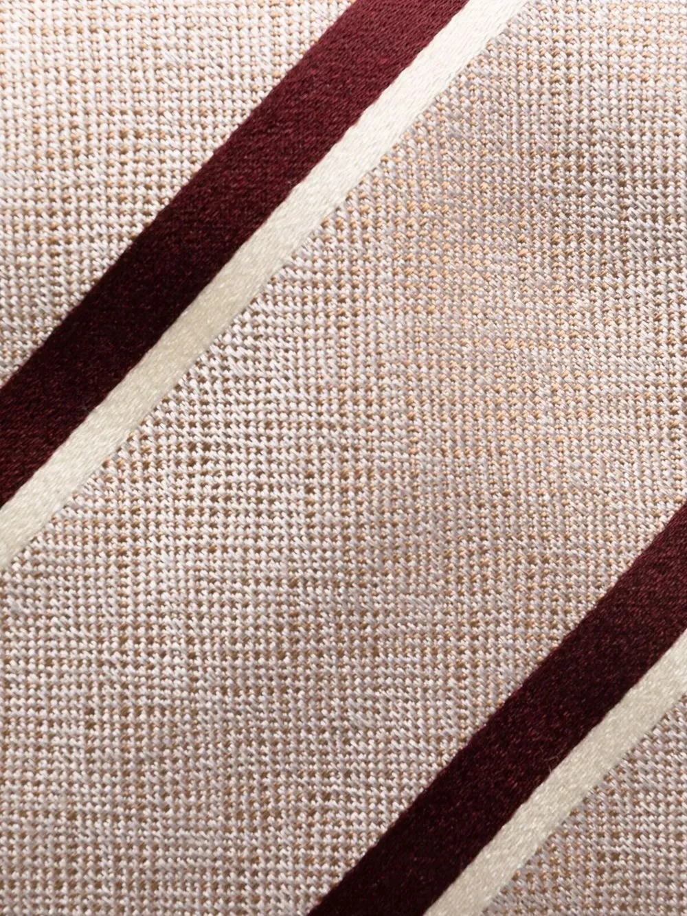 BRUNELLO CUCINELLI MEN'S BEIGE STRIPED SILK TIE - Image 2