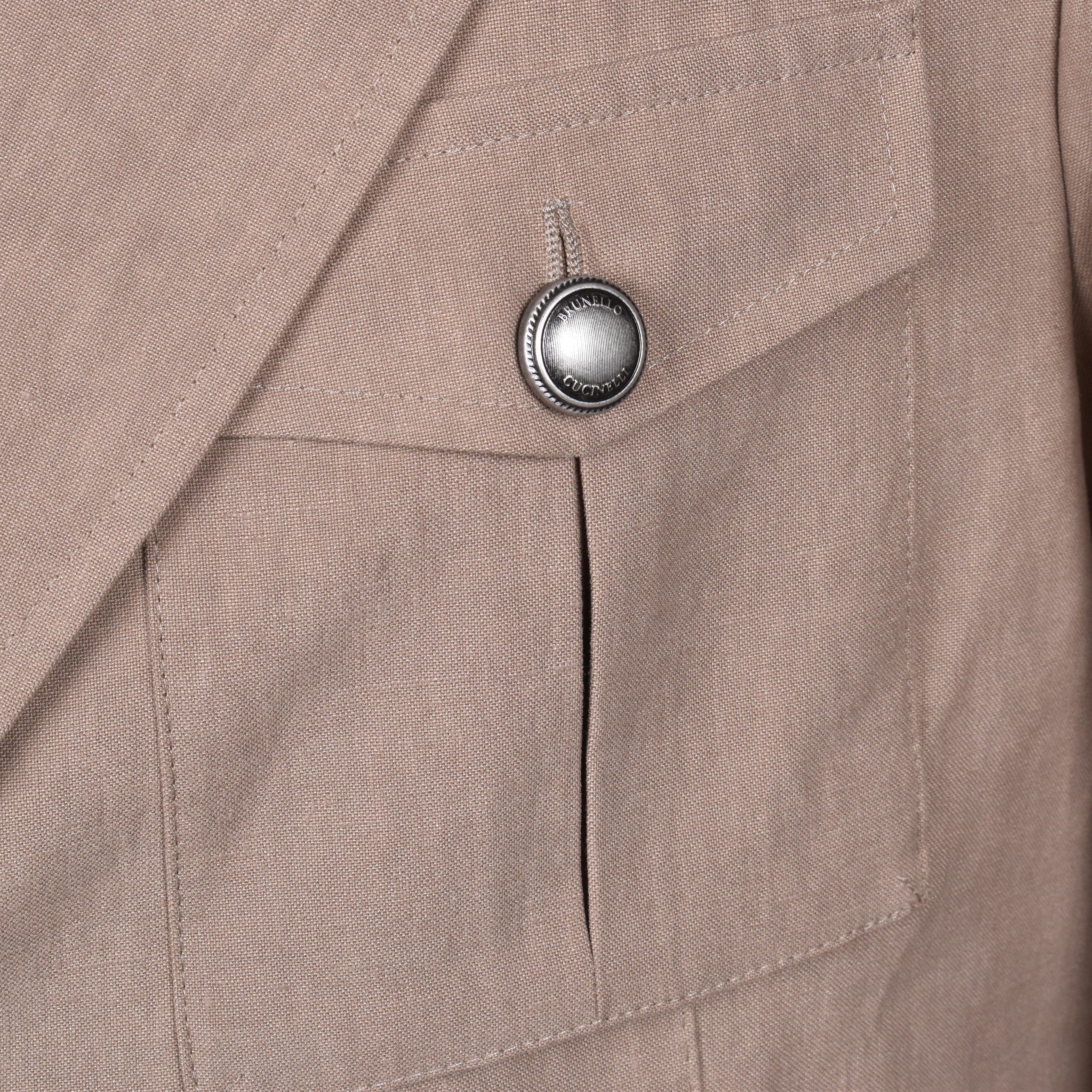 BRUNELLO CUCINELLI MEN'S TOBACCO LINEN SAFARI JACKET - Image 3
