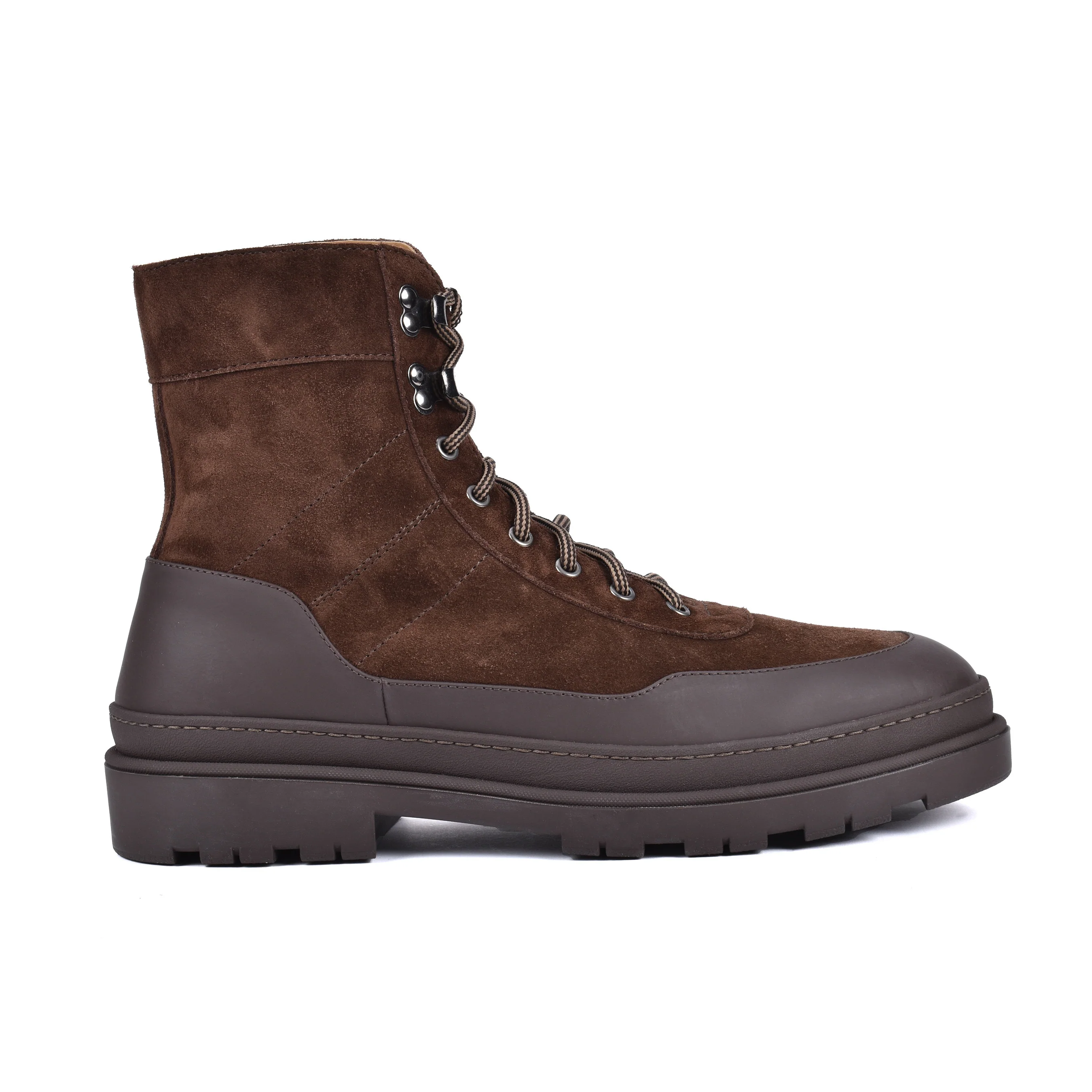 BRUNELLO CUCINELLI MEN'S TWO TONE 100% LEATHER LACE UP HIKING BOOTS - Image 2