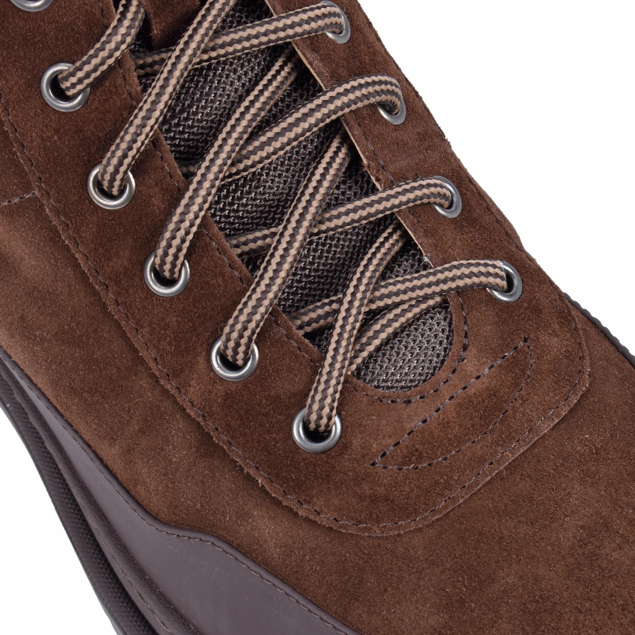 BRUNELLO CUCINELLI MEN'S TWO TONE 100% LEATHER LACE UP HIKING BOOTS - Image 7