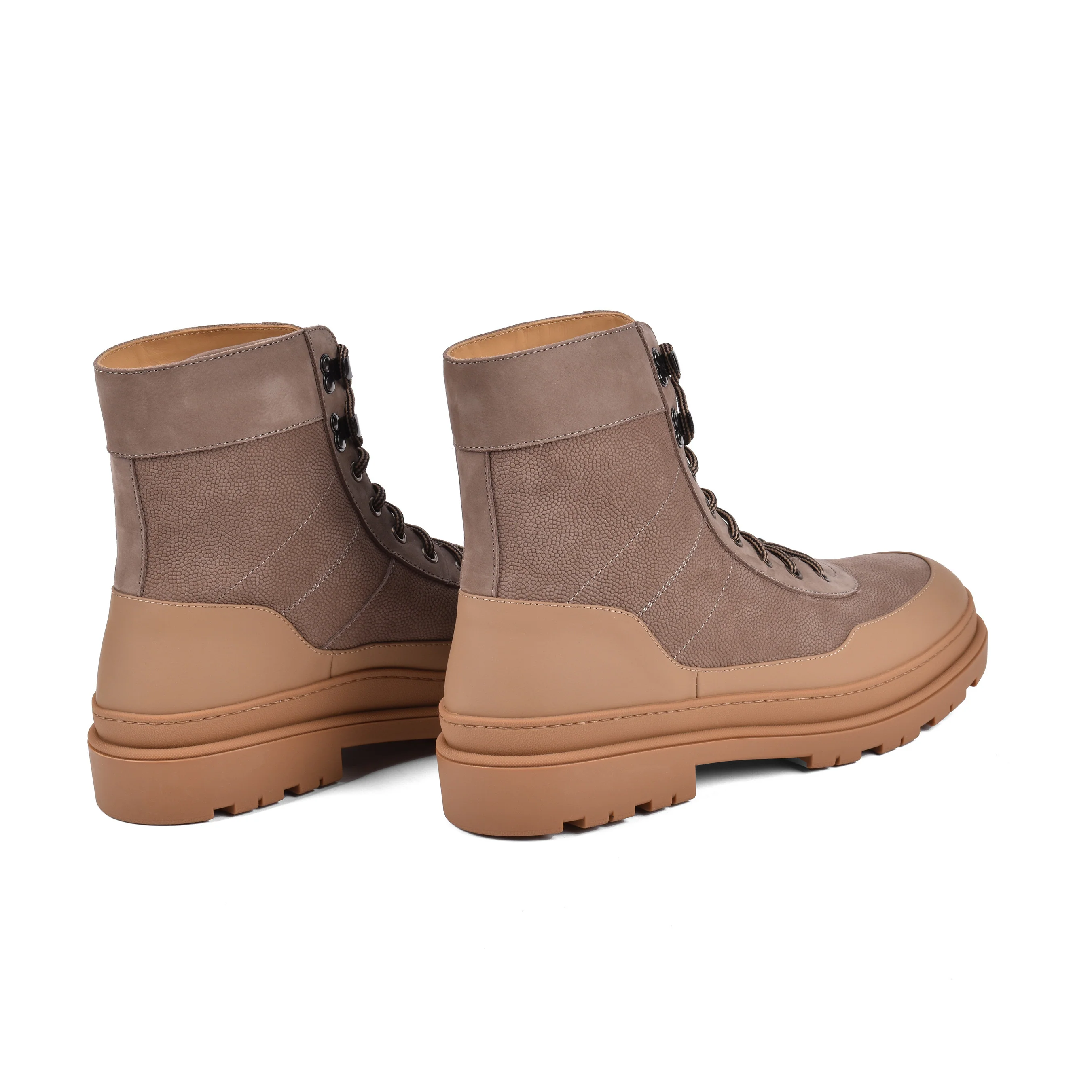BRUNELLO CUCINELLI MEN'S TWO TONE 100% LEATHER WORK STYLE HIKING BOOTS NEW - Image 3