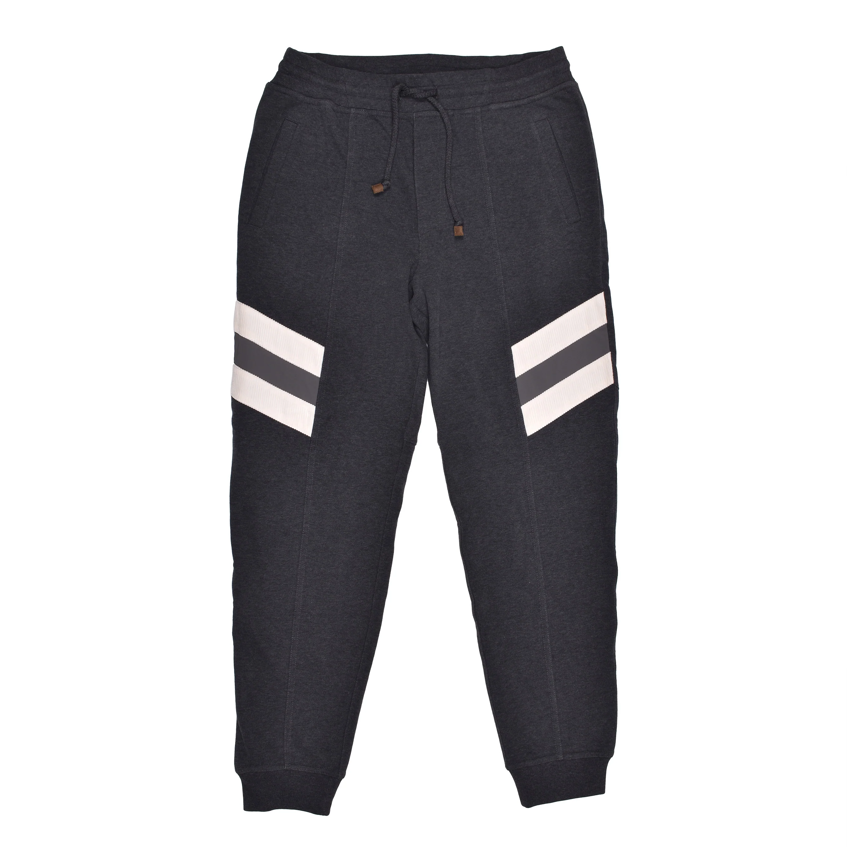 BRUNELLO CUCINELLI MEN'S TWO TONE BRUSHED COTTON ATHLETHIC FASHION SWEATPANTS
