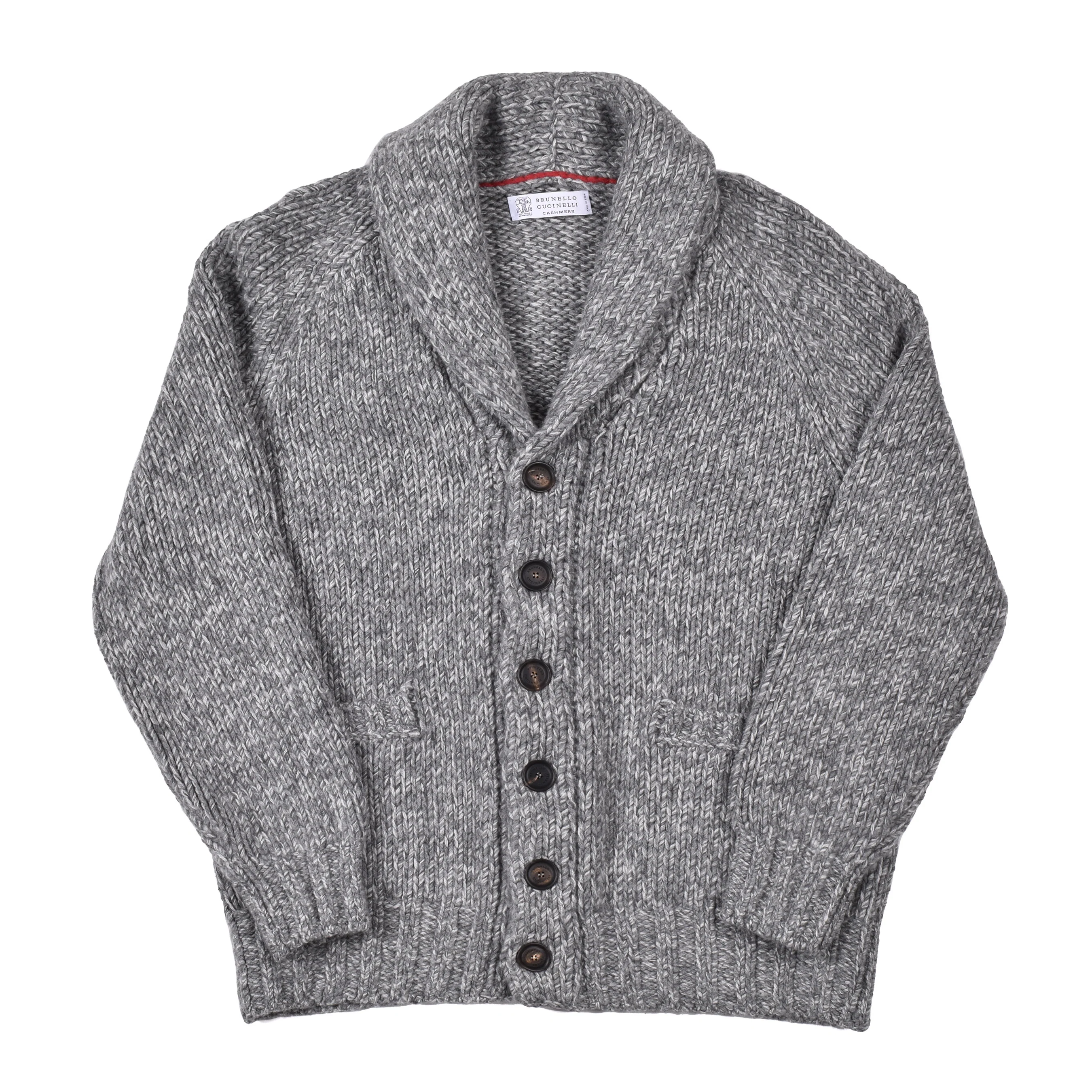 BRUNELLO CUCINELLI MEN'S GRAY CASHMERE BLEND KNIT CARDIGAN - Image 3