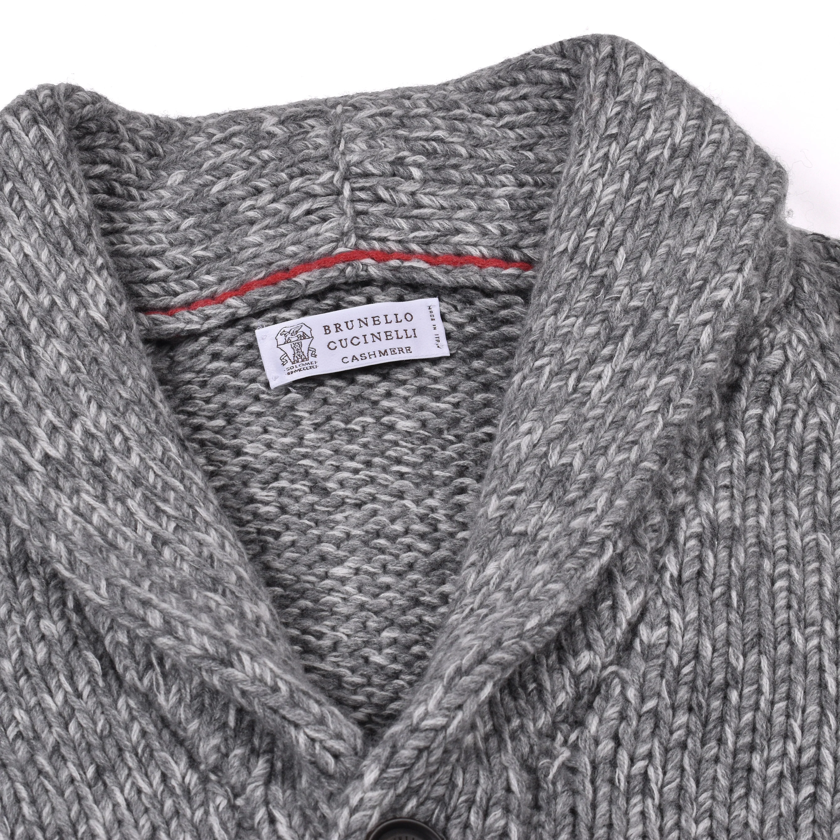 BRUNELLO CUCINELLI MEN'S GRAY CASHMERE BLEND KNIT CARDIGAN - Image 4