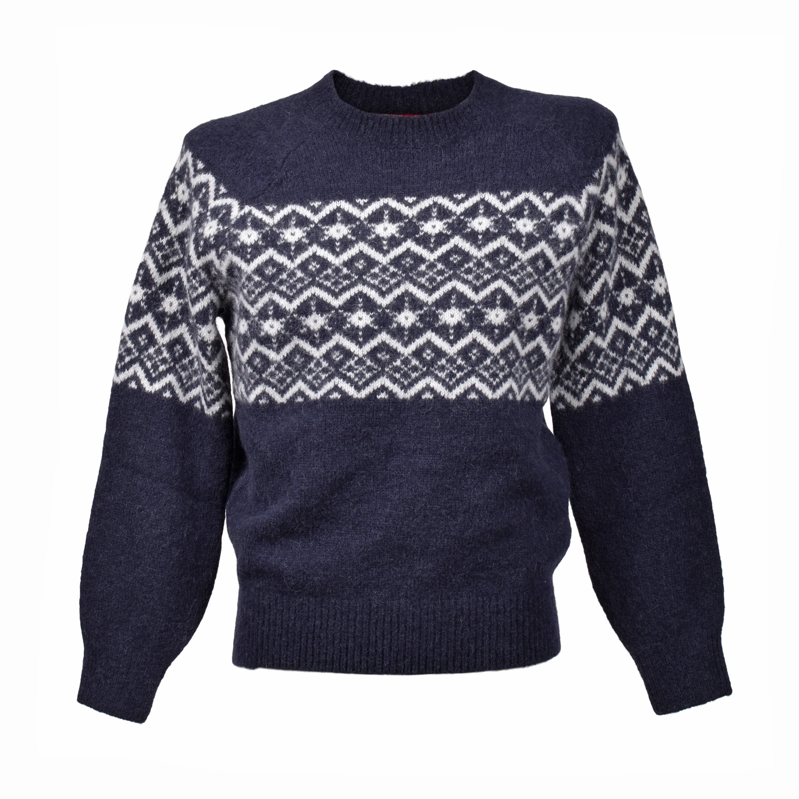 BRUNELLO CUCINELLI MEN'S TWO TONE CREW NECK NAVY BLUE SWEATER / PULLOVER