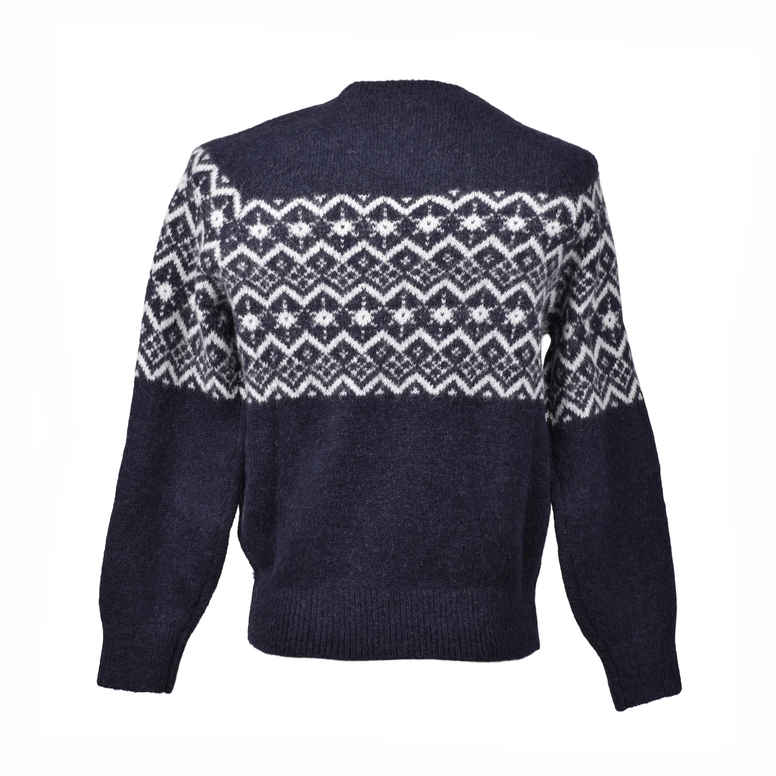 BRUNELLO CUCINELLI MEN'S TWO TONE CREW NECK NAVY BLUE SWEATER / PULLOVER - Image 2