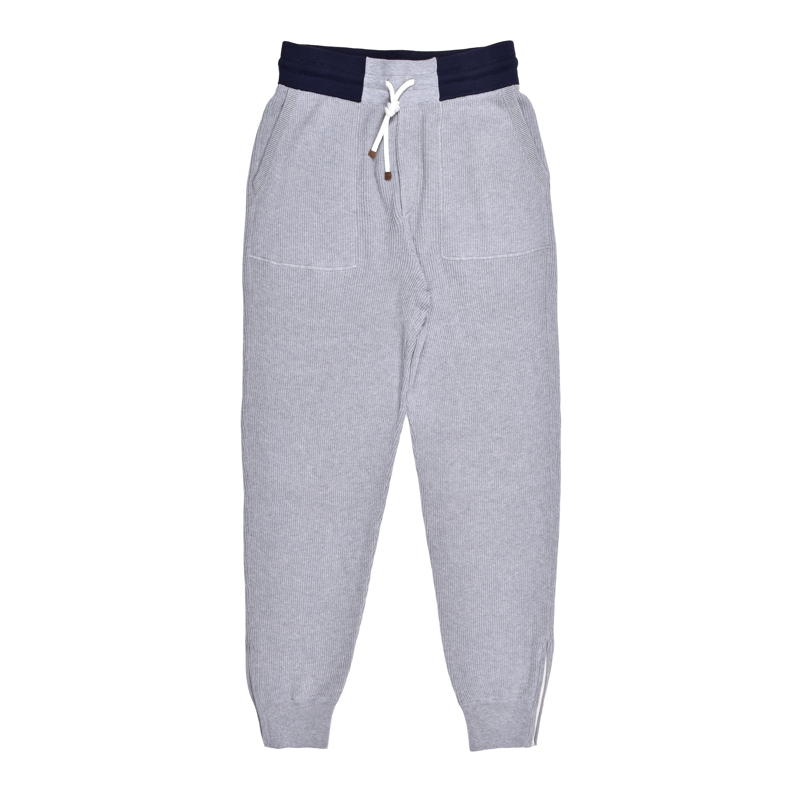 BRUNELLO CUCINELLI MEN'S TWO TONE ENGLISH RIB CASUAL FASHION GYM PANTS