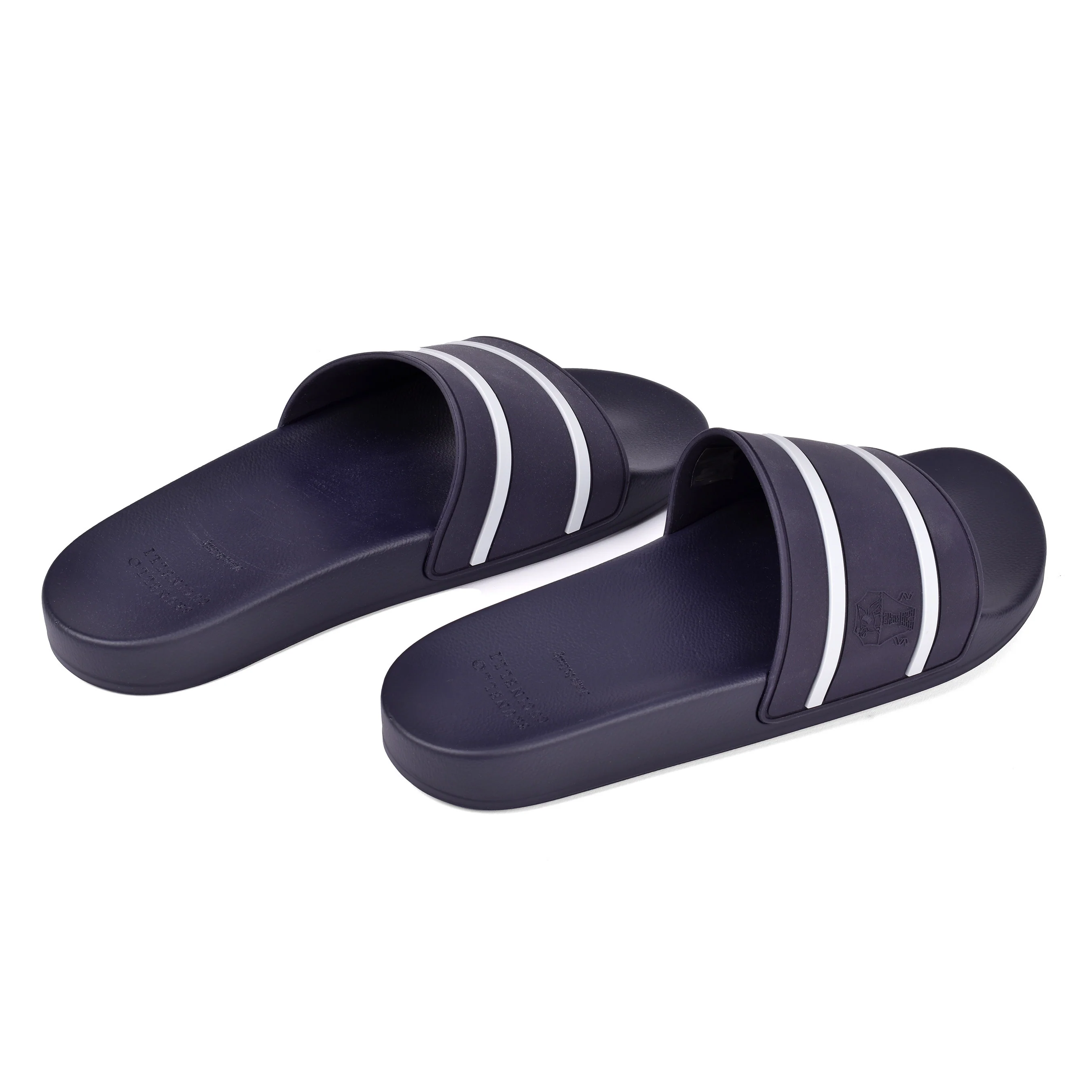 BRUNELLO CUCINELLI MEN'S TWO TONE LOGO SANDAL/SLIDES - Image 3