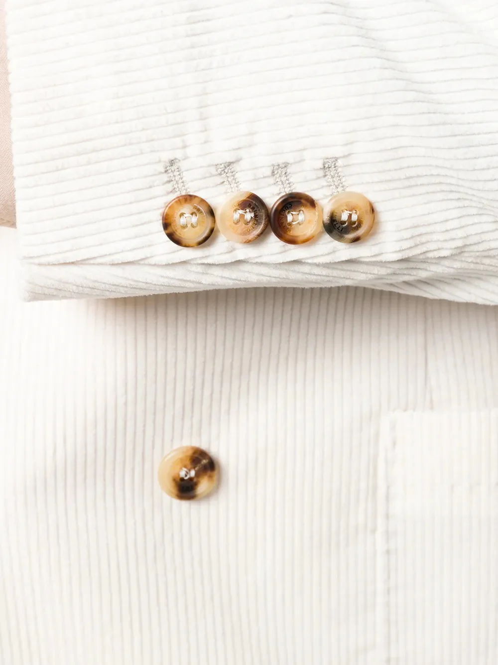 BRUNELLO CUCINELLI MEN'S WHITE DOUBLE-BREASTED CORDUROY BLAZER - Image 5