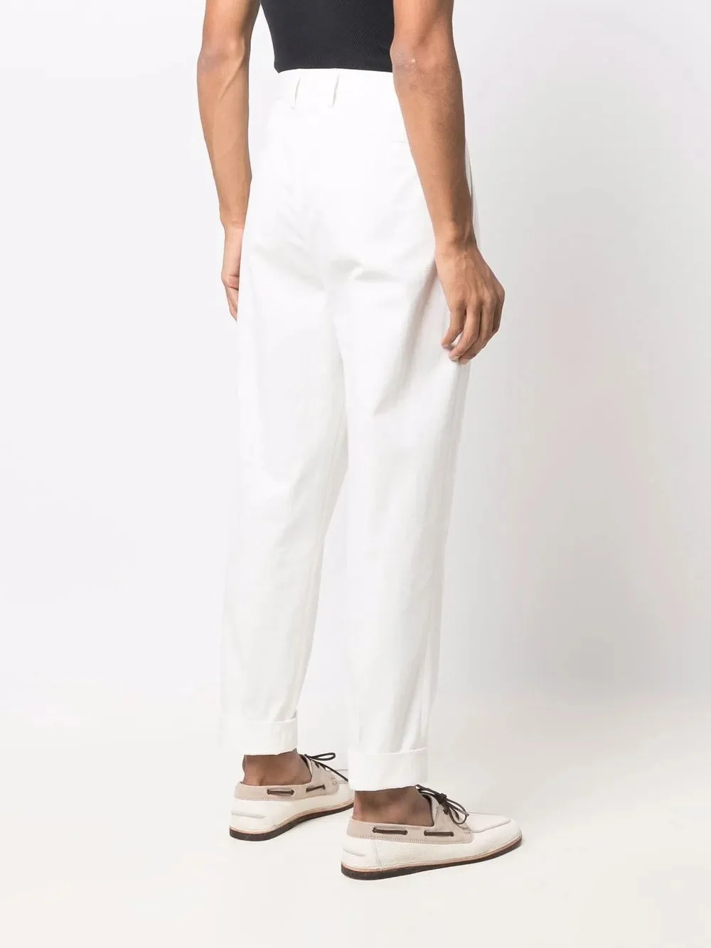 BRUNELLO CUCINELLI MEN'S WHITE PLEATED TAILORED TROUSERS - Image 4