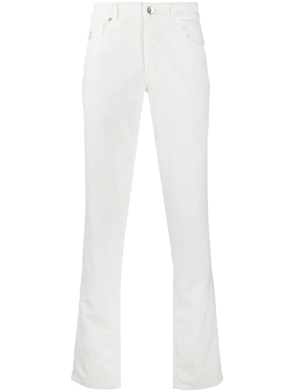 BRUNELLO CUCINELLI MEN'S WHITE STRAIGHT-LEG TROUSERS