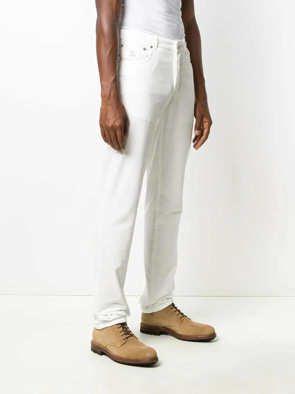 BRUNELLO CUCINELLI MEN'S WHITE STRAIGHT-LEG TROUSERS - Image 3