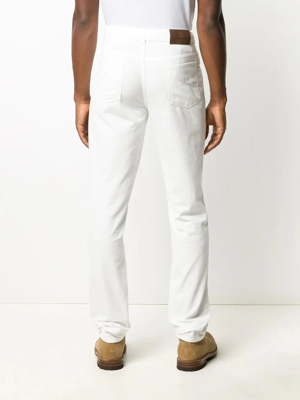 BRUNELLO CUCINELLI MEN'S WHITE STRAIGHT-LEG TROUSERS - Image 4
