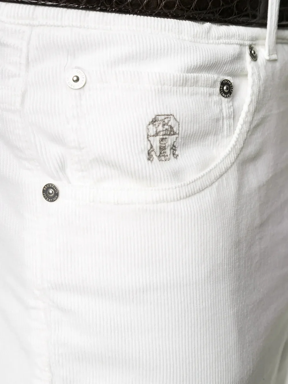 BRUNELLO CUCINELLI MEN'S WHITE STRAIGHT-LEG TROUSERS - Image 5