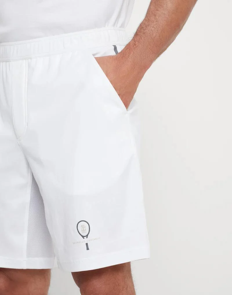 BRUNELLO CUCINELLI MEN'S WHITE TAILORED ATHLETIC SHORTS - Image 2