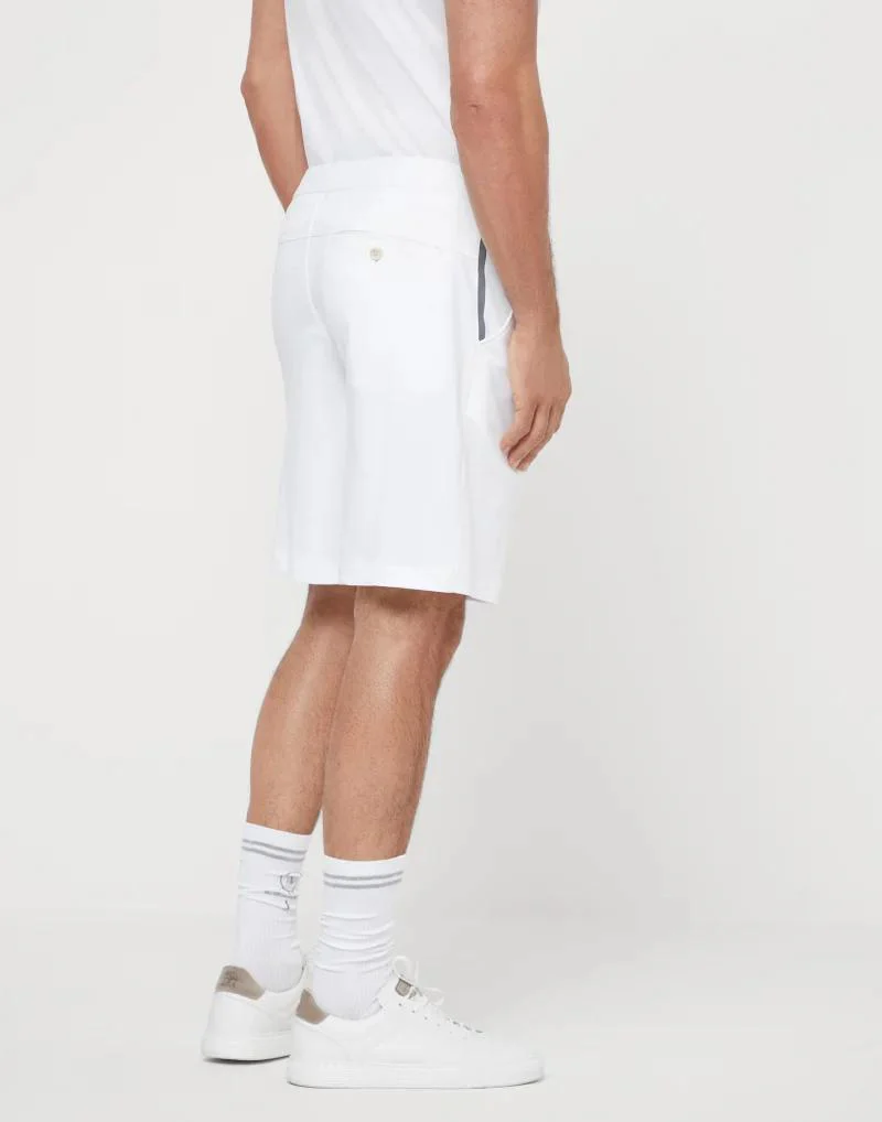 BRUNELLO CUCINELLI MEN'S WHITE TAILORED ATHLETIC SHORTS - Image 3