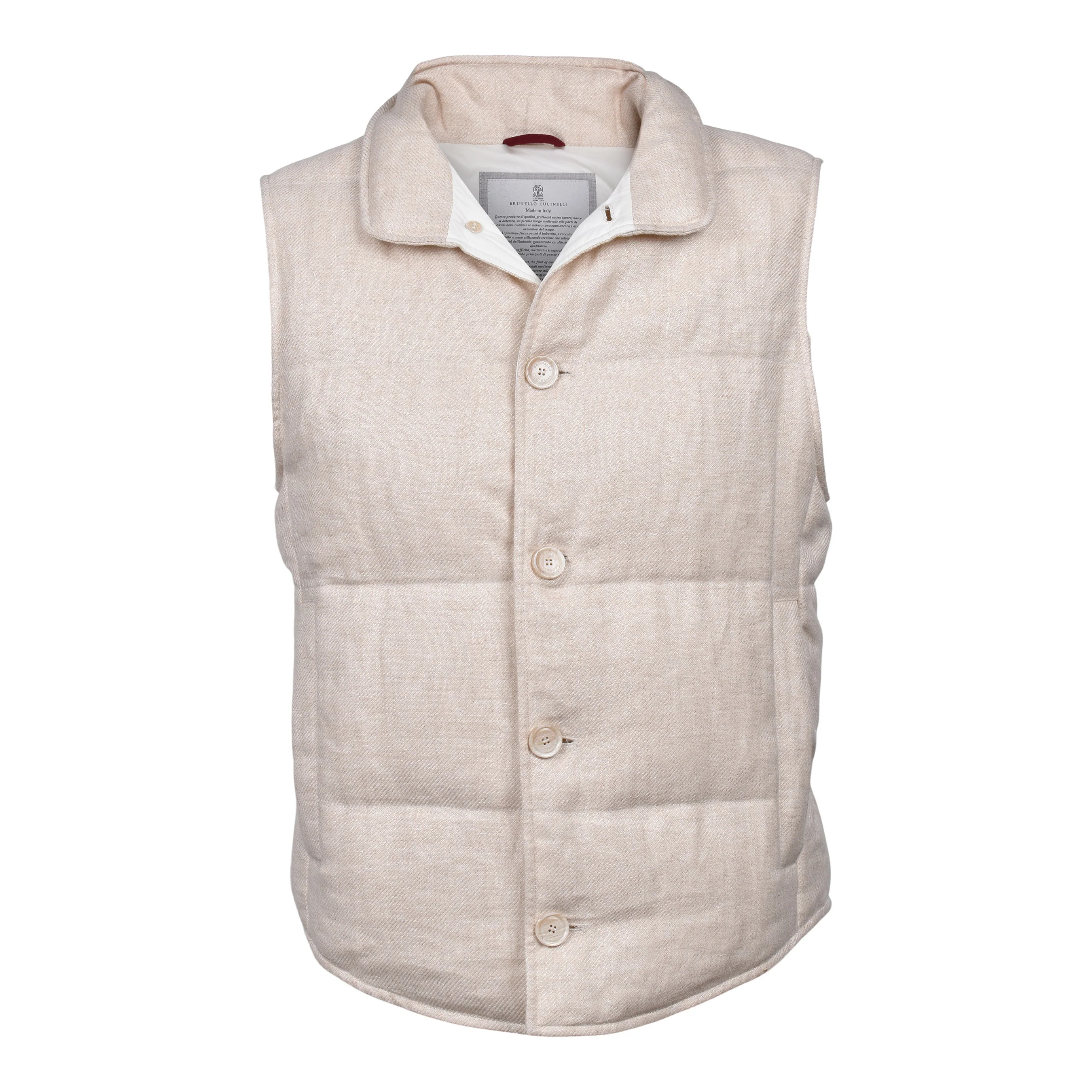 BRUNELLO CUCINELLI MEN'S WOOL BLEND BUTTON DOWN CASUAL PUFFER VEST