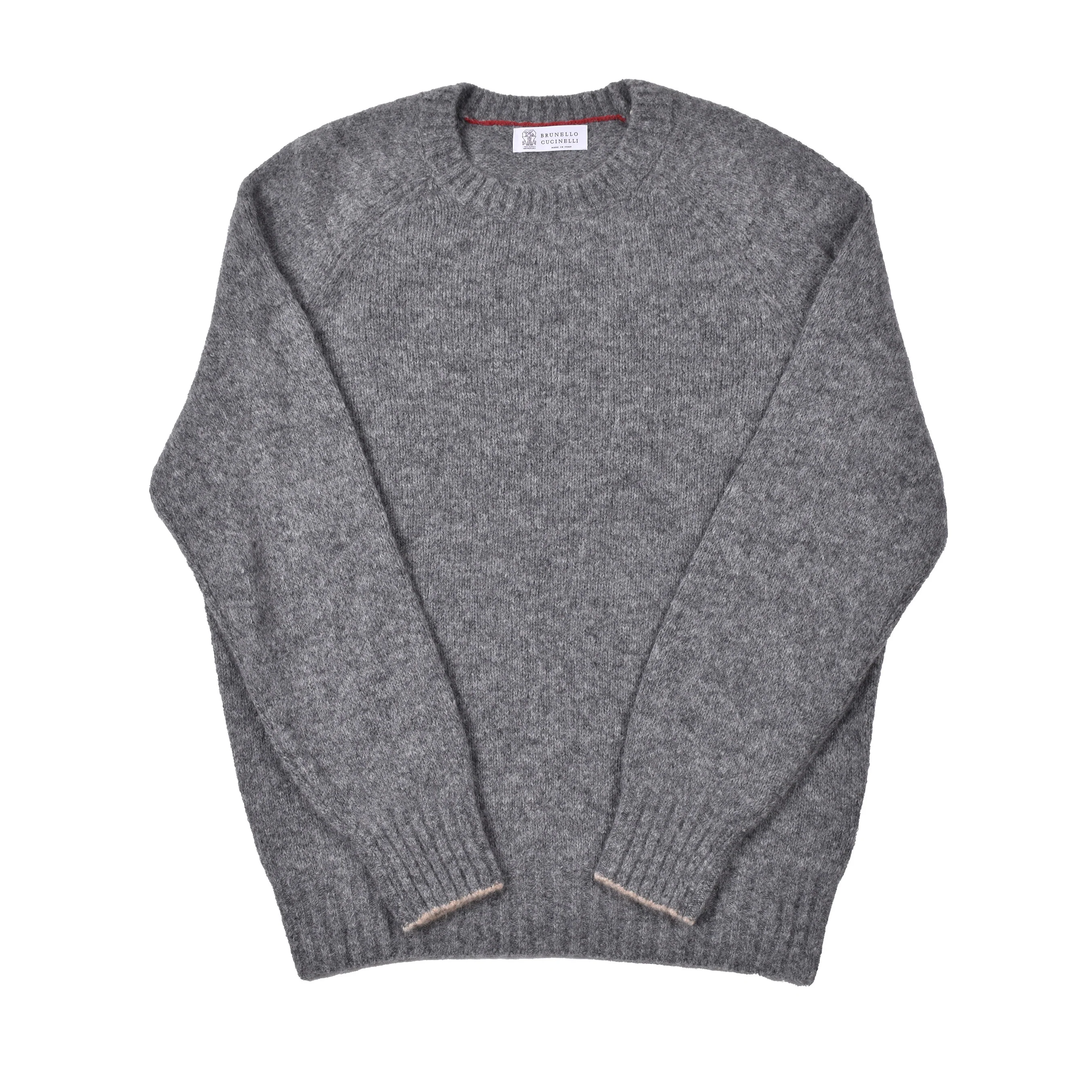 BRUNELLO CUCINELLI MEN'S MEDIUM GRAY WOOL BLEND CREW SWEATER - Image 3