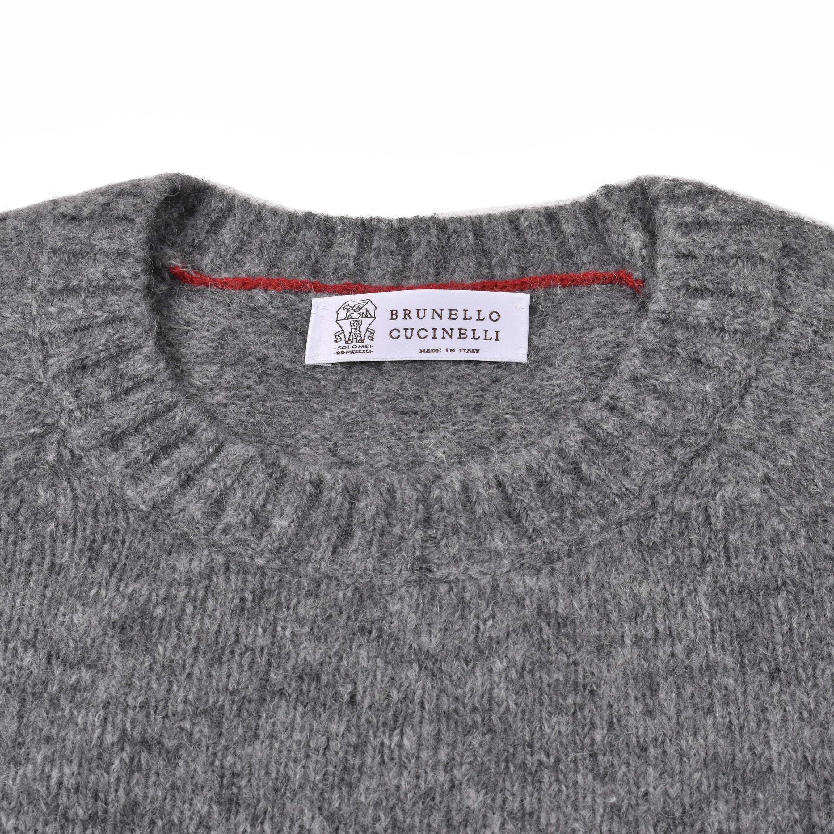 BRUNELLO CUCINELLI MEN'S MEDIUM GRAY WOOL BLEND CREW SWEATER - Image 4