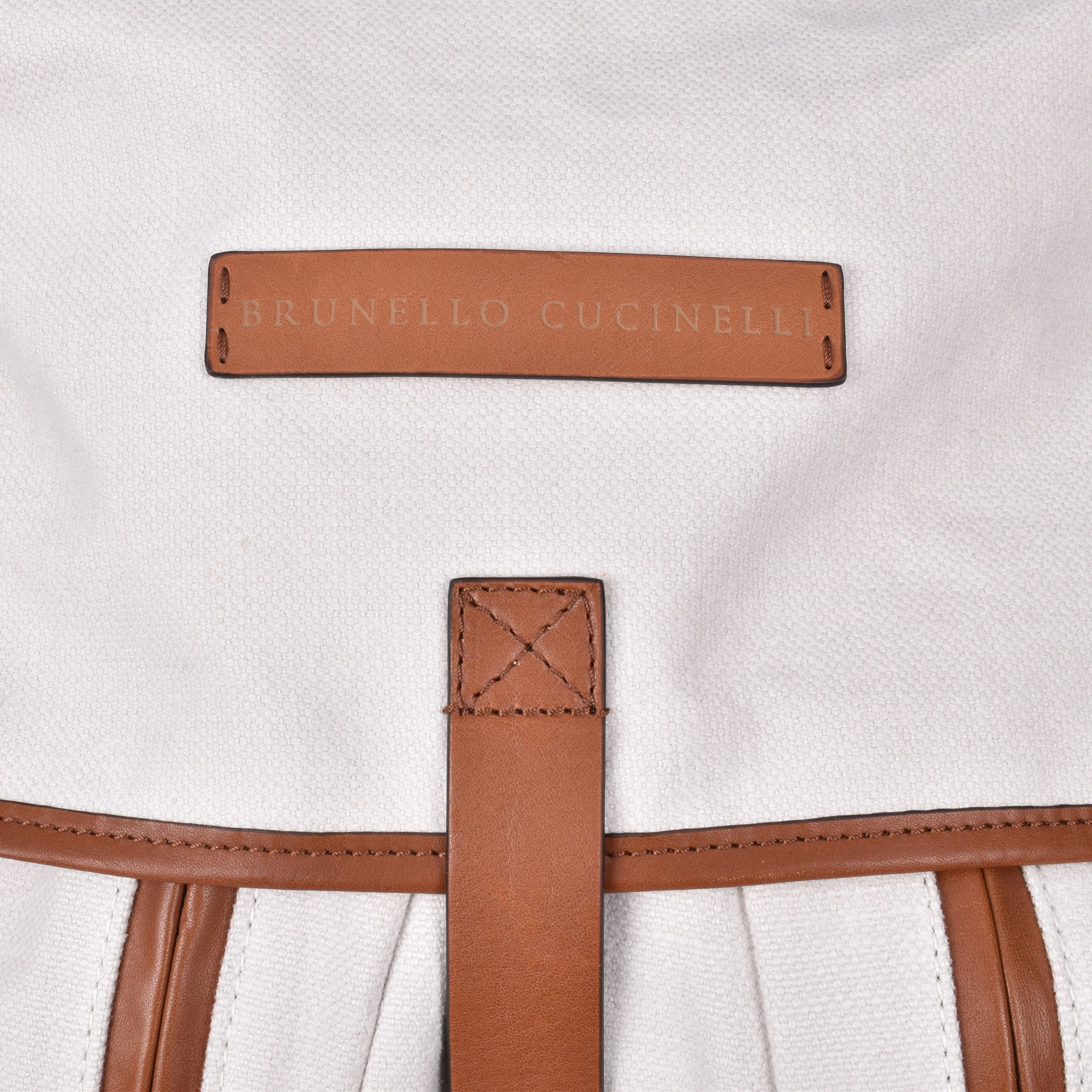 BRUNELLO CUCINELLI TWO TONE OFF WHITE TRAVELLER BACKPACK NEW - Image 5