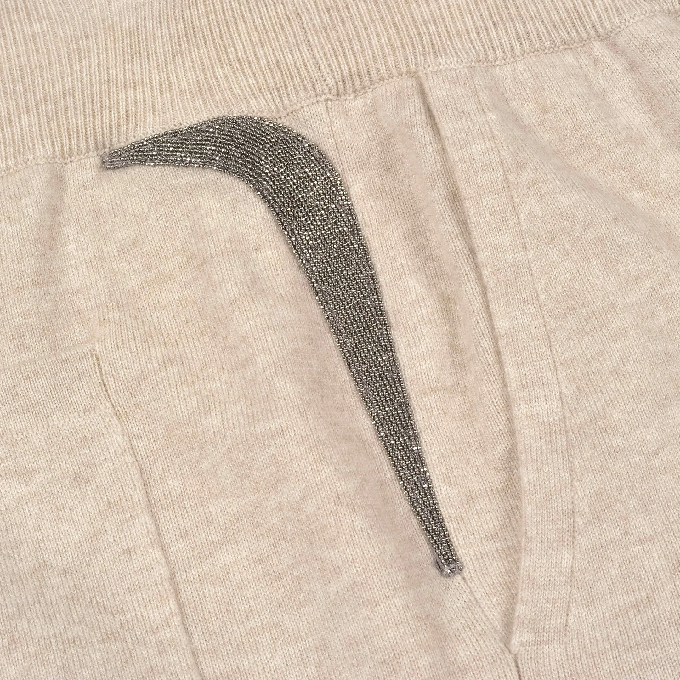 BRUNELLO CUCINELLI WOMEN'S 100% CASHMERE MONILI BEAD LINED BERMUDA STYLE SHORTS - Image 3