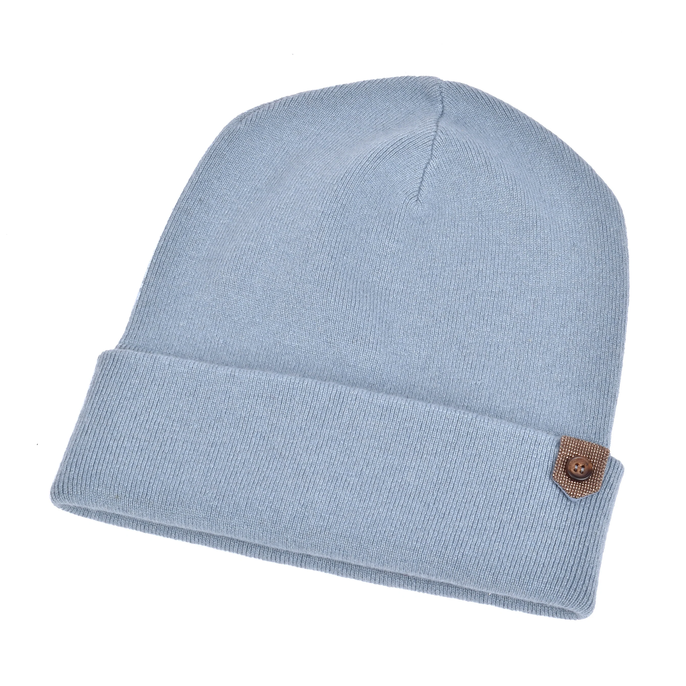 BRUNELLO CUCINELLI WOMEN'S SKY BLUE CASHMERE BEANIE HAT