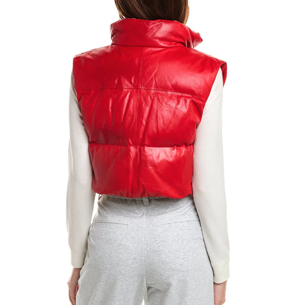 BRUNELLO CUCINELLI WOMEN'S 100% LEATHER PUFFER VEST JACKET/COAT - Image 2