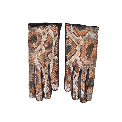 BRUNELLO CUCINELLI WOMEN'S PYTHON SKIN LEATHER GLOVES - Image 3