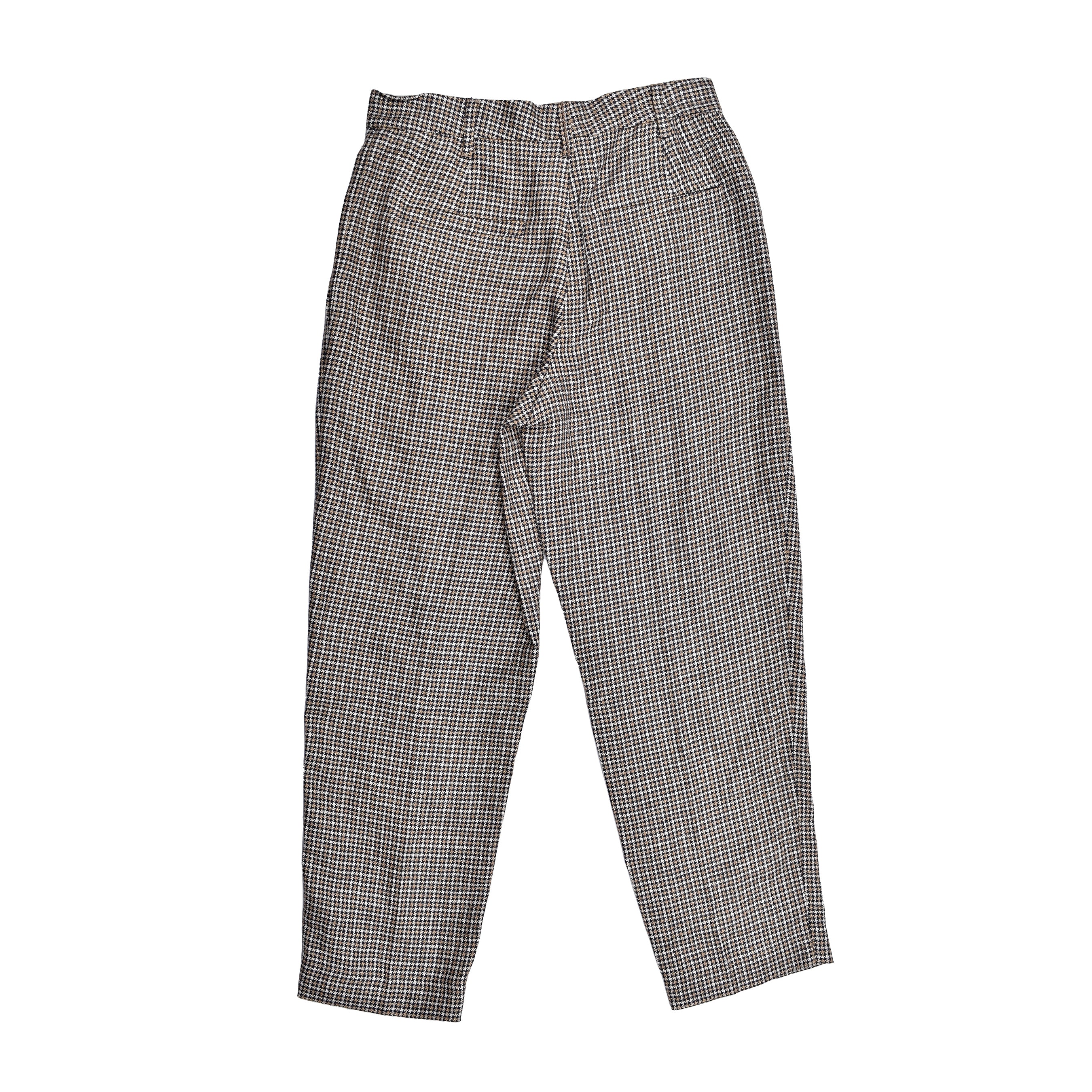 BRUNELLO CUCINELLI WOMEN'S BEIGE BLUE LINEN HOUNDSTOOTH TROUSERS - Image 2