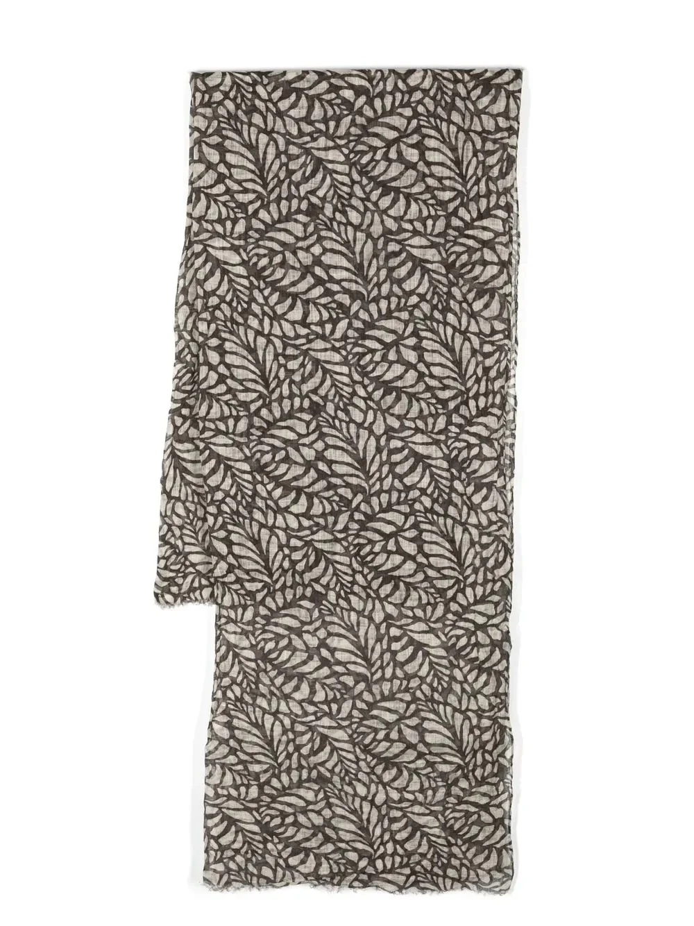 BRUNELLO CUCINELLI WOMEN'S BEIGE BROWN LEAF PATTERN SCARF