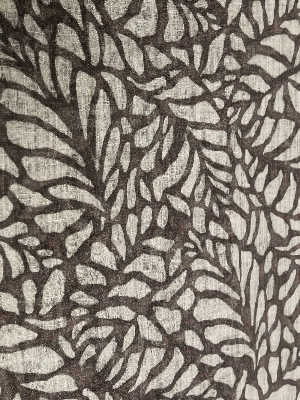BRUNELLO CUCINELLI WOMEN'S BEIGE BROWN LEAF PATTERN SCARF - Image 2