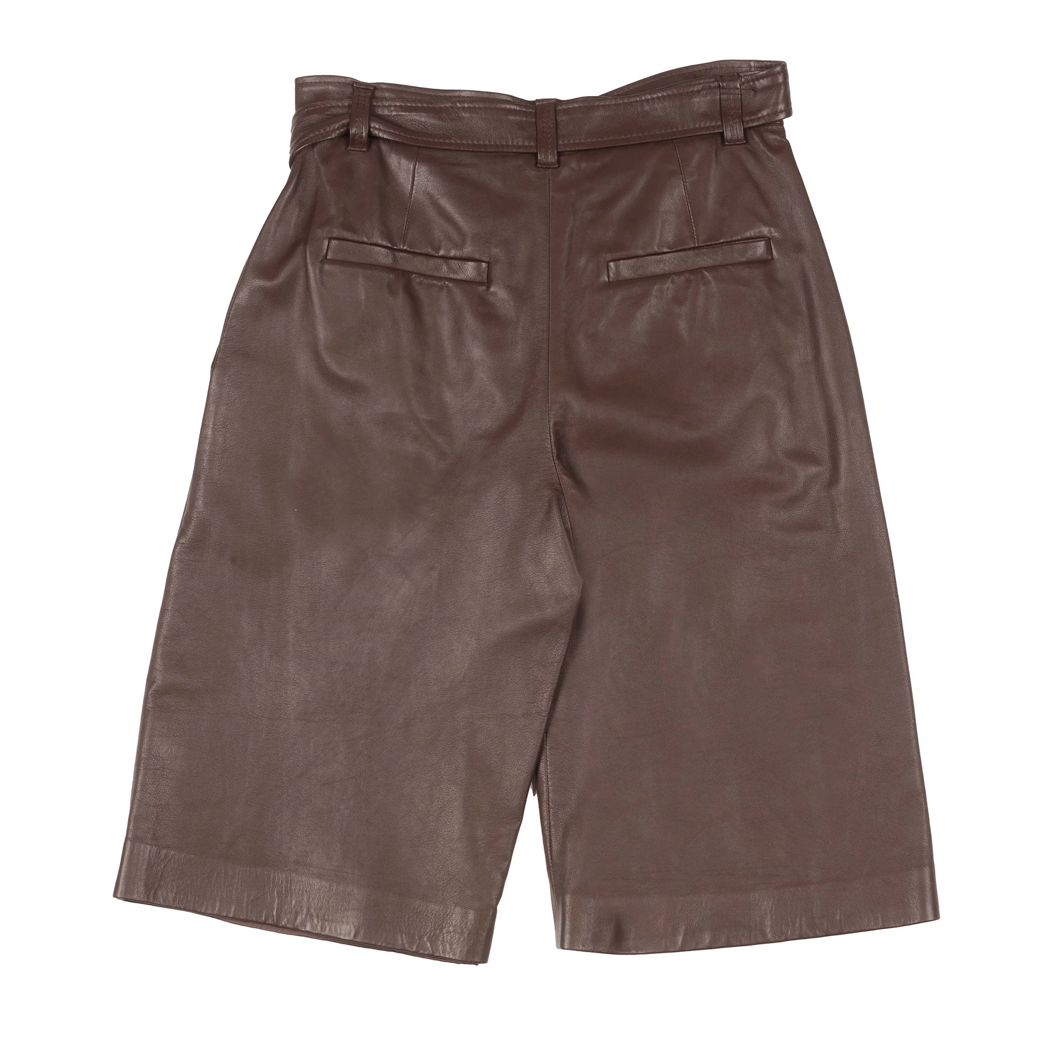 BRUNELLO CUCINELLI WOMEN'S BERMUDA STYLE 100% LEATHER FASHION SHORTS - Image 2