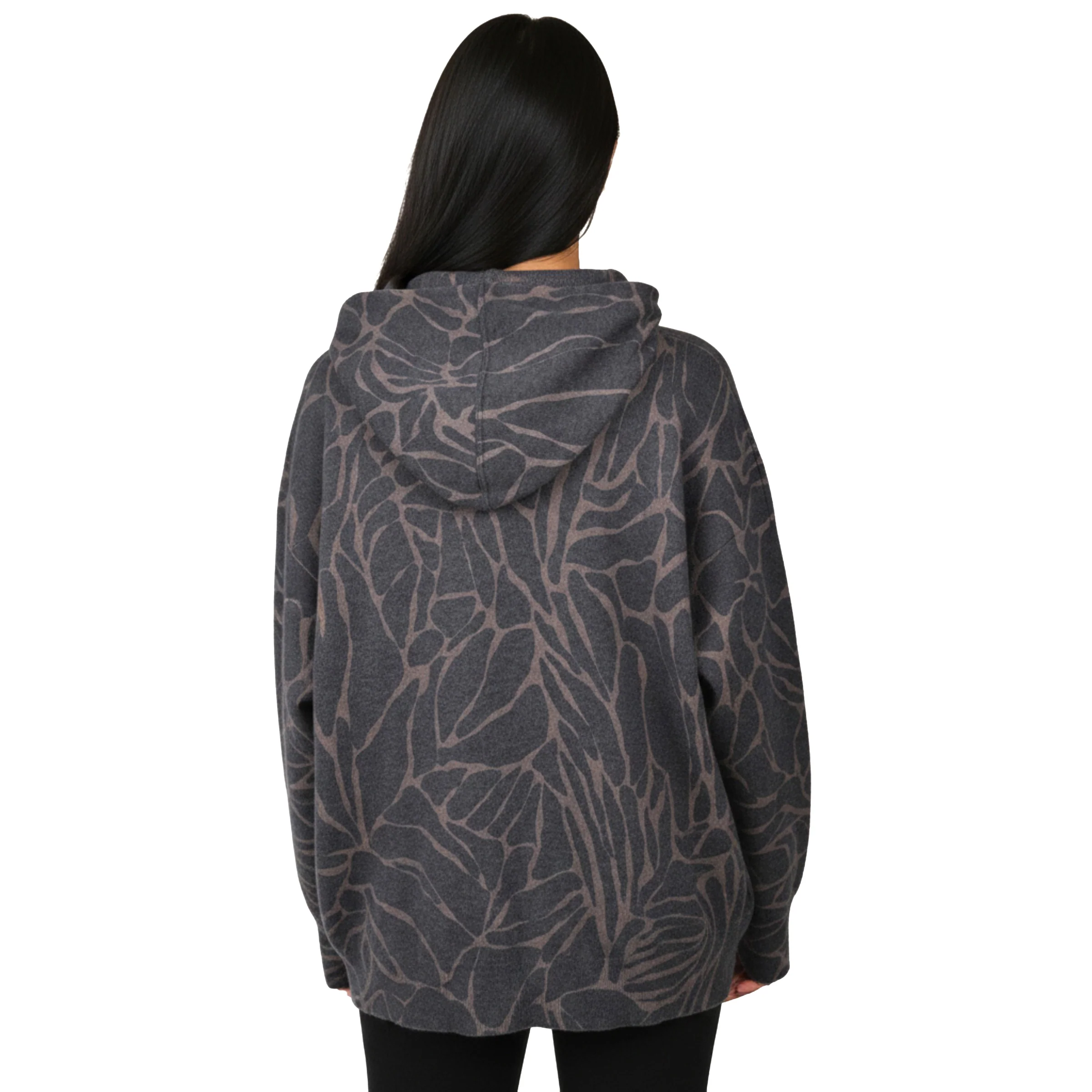 BRUNELLO CUCINELLI WOMEN'S BLACK CASHMERE BLEND PATTERNED HOODIE - Image 2