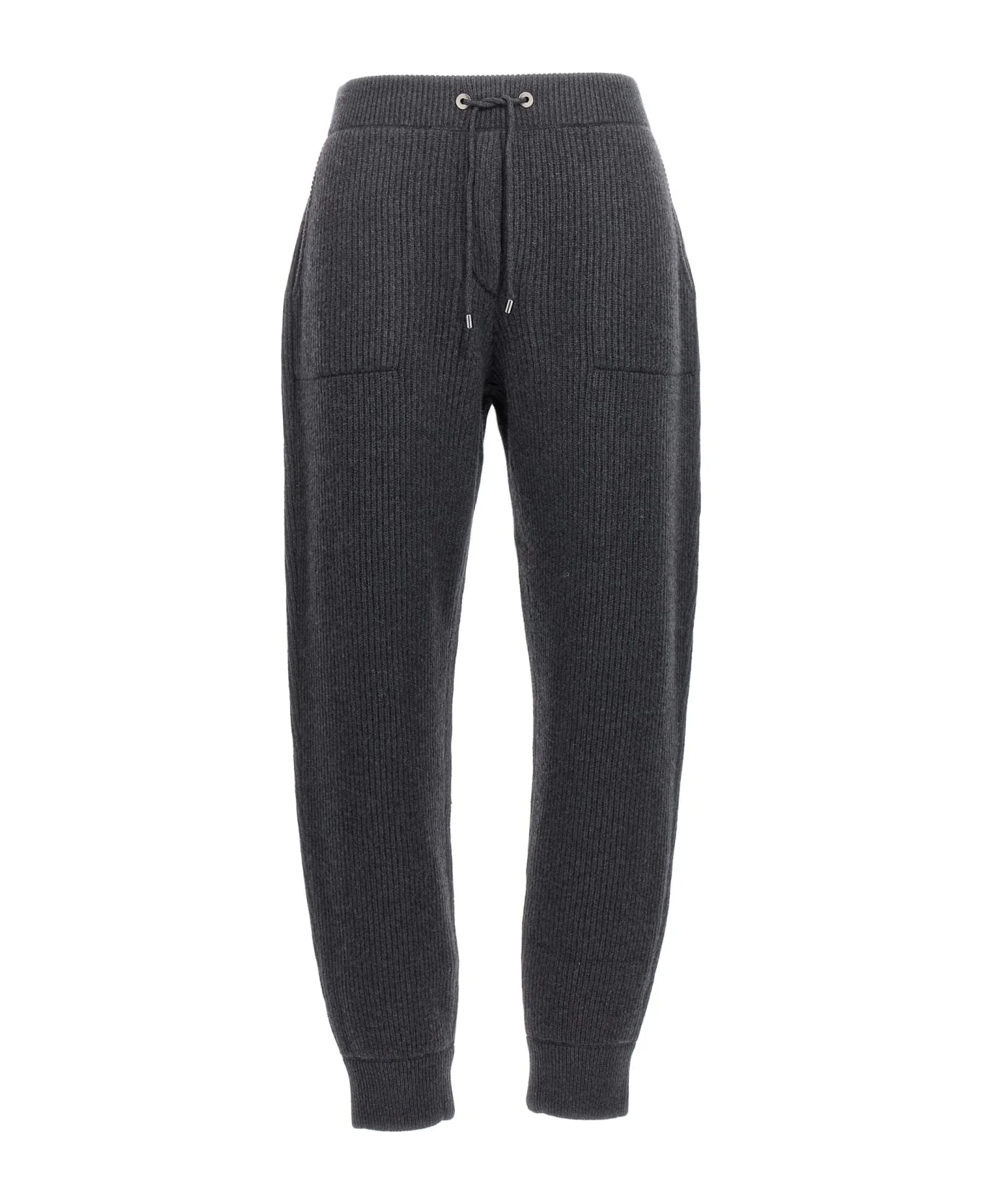 BRUNELLO CUCINELLI WOMEN'S BLACK CASHMERE RIBBED JOGGER PANTS