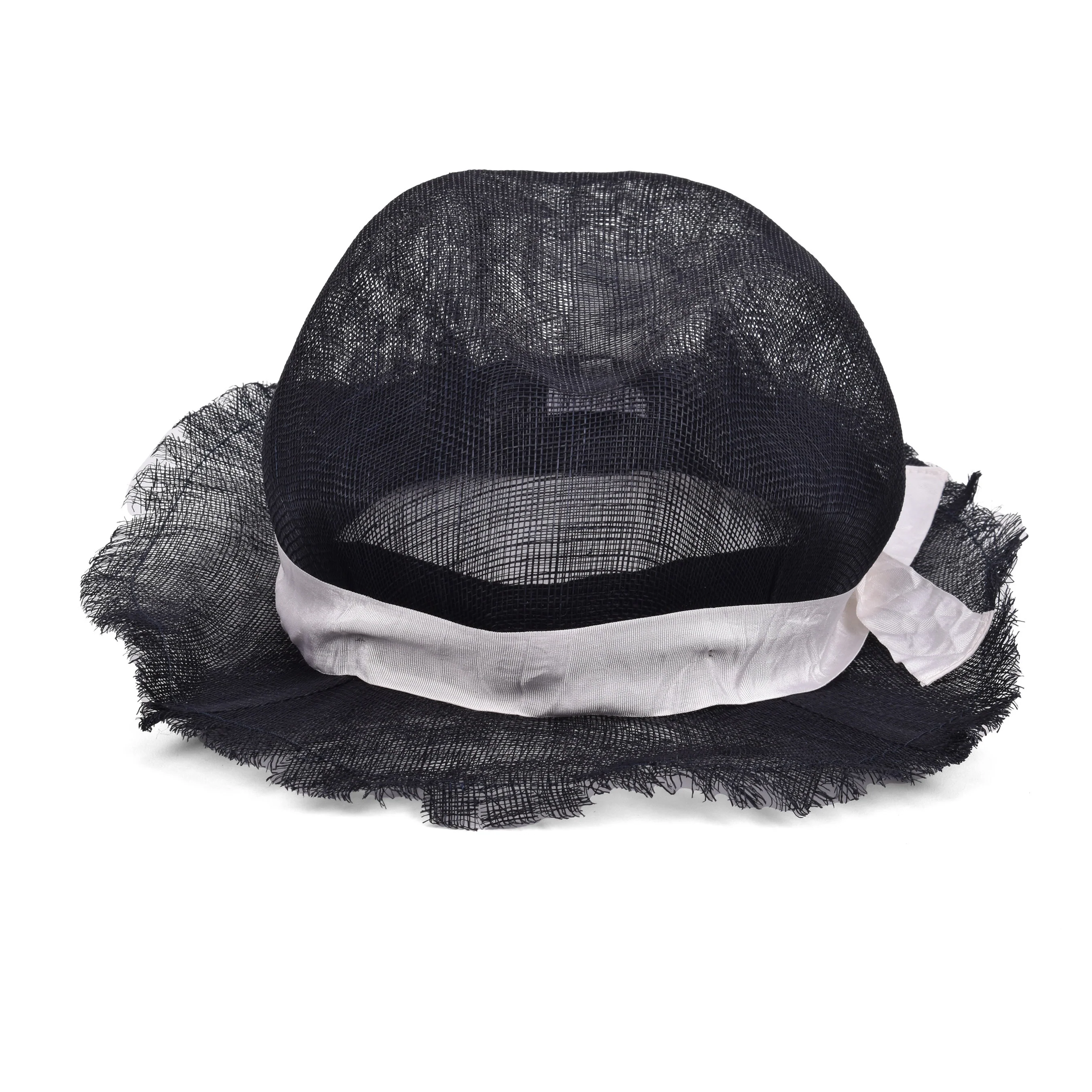 BRUNELLO CUCINELLI WOMEN'S BLACK MESH WIDE-BRIM HAT - Image 3