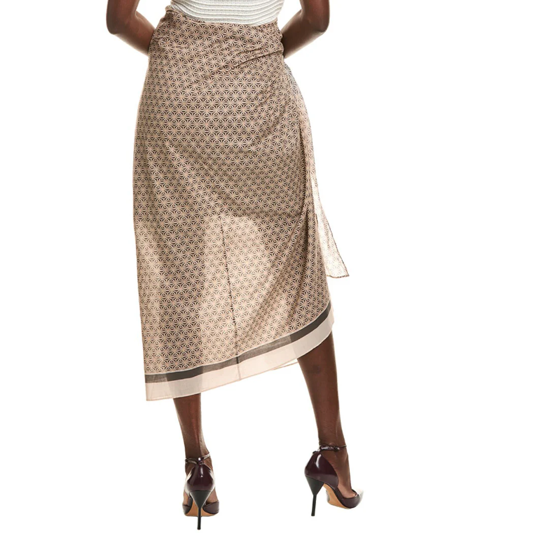BRUNELLO CUCINELLI WOMEN'S ANTRACITE BEIGE WRAP SKIRT - Image 2