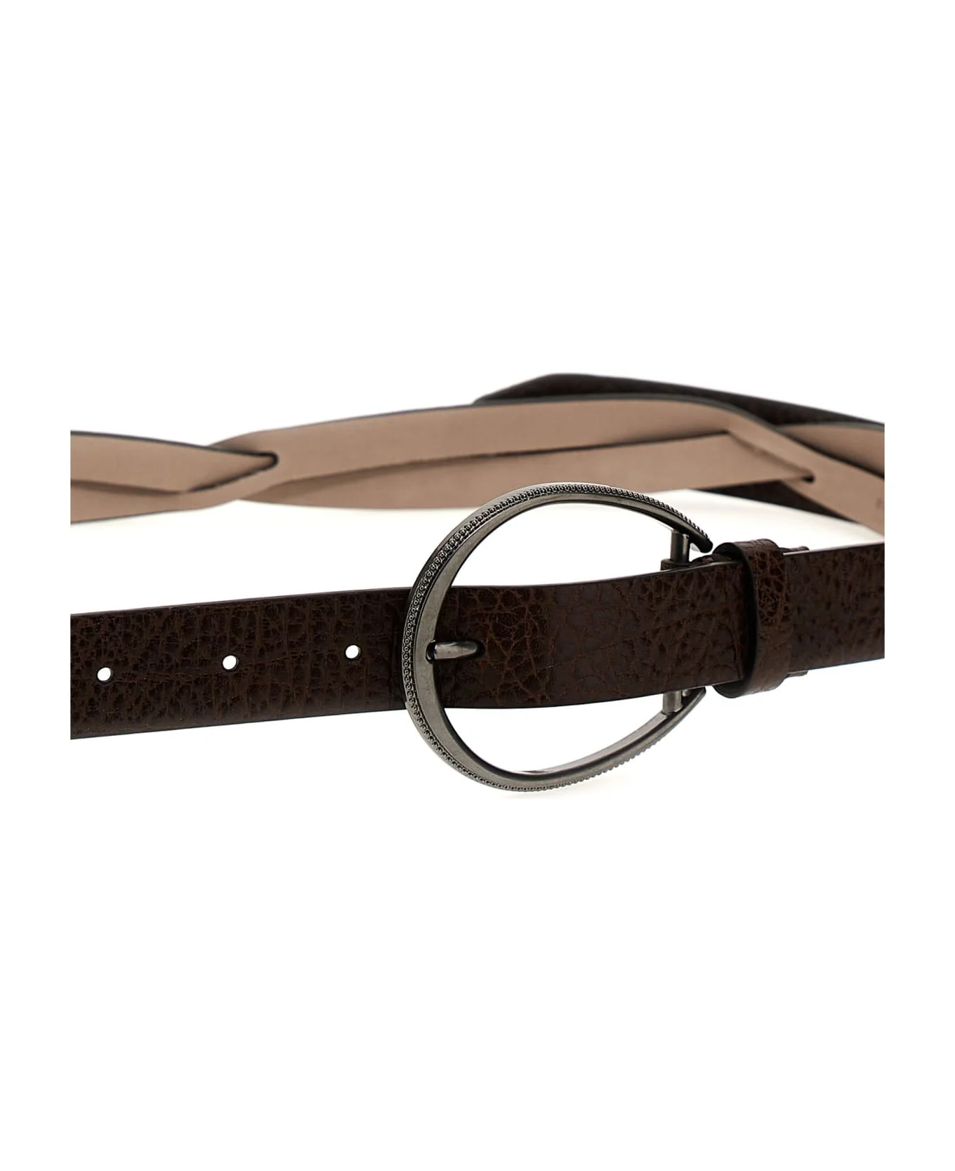 BRUNELLO CUCINELLI WOMEN'S DARK BROWN LEATHER BELT - Image 2