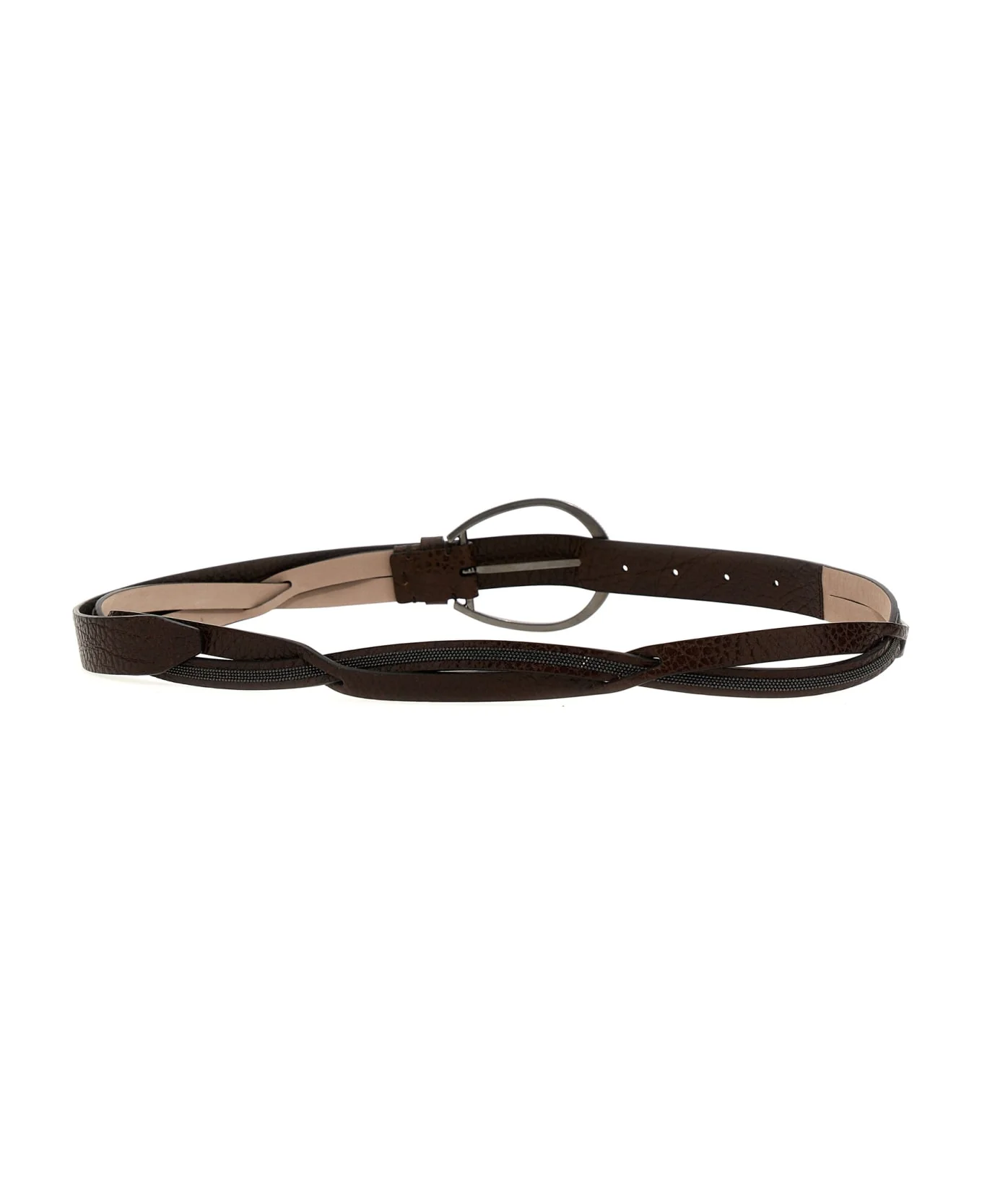 BRUNELLO CUCINELLI WOMEN'S DARK BROWN LEATHER BELT - Image 4