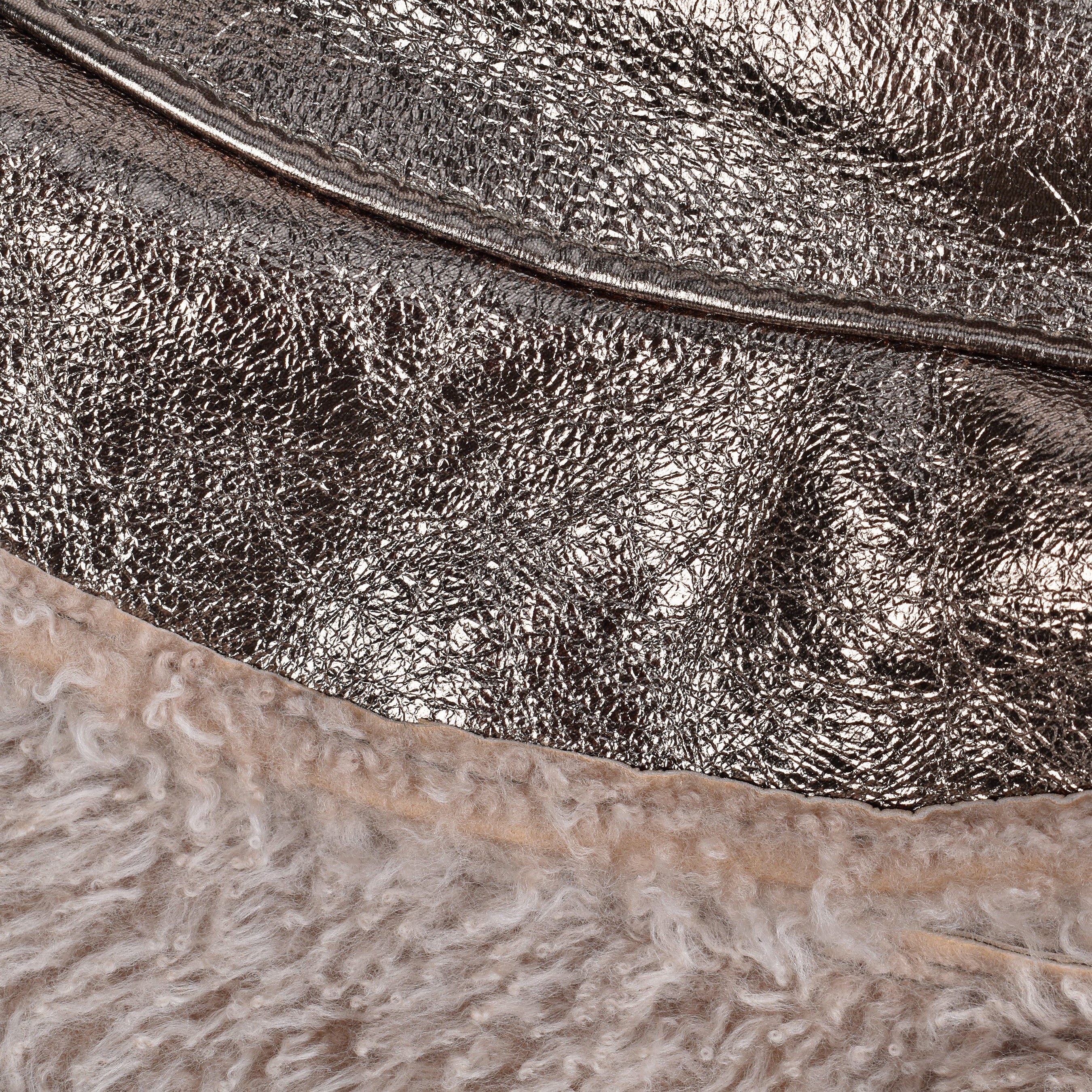 BRUNELLO CUCINELLI WOMEN'S FUR LINED BUCKET STYLE GOLD TONED LEATHER HAT - Image 3