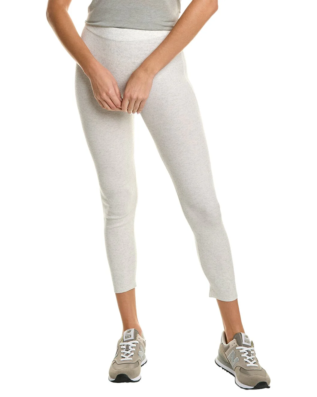BRUNELLO CUCINELLI WOMEN'S WHITE RIBBED KNIT LEGGINGS