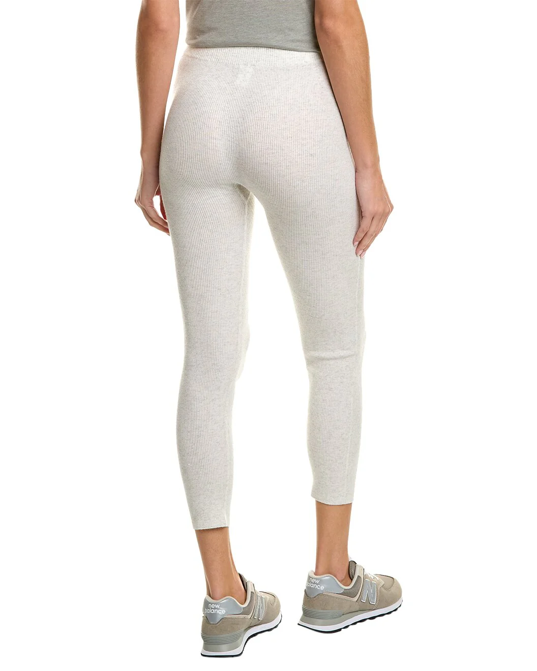 BRUNELLO CUCINELLI WOMEN'S WHITE RIBBED KNIT LEGGINGS - Image 2