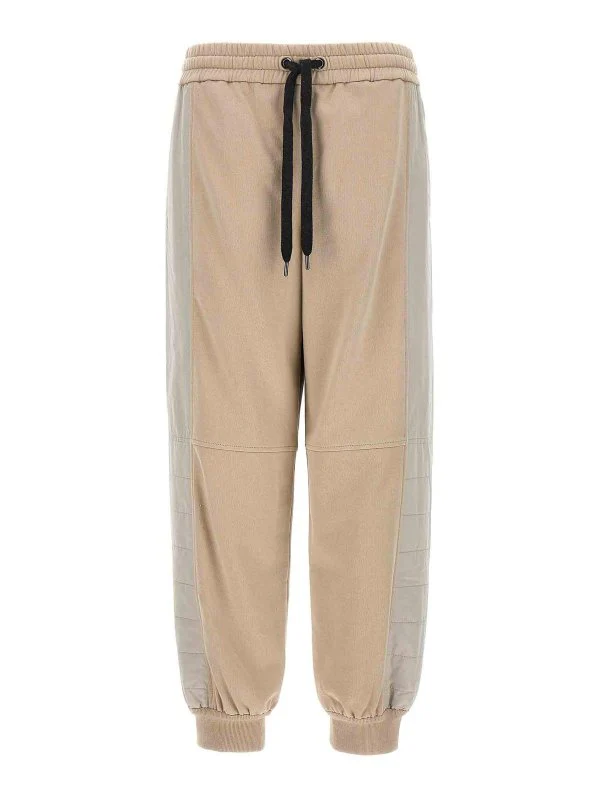 BRUNELLO CUCINELLI WOMEN'S BEIGE JOGGER PANTS WITH PANELS