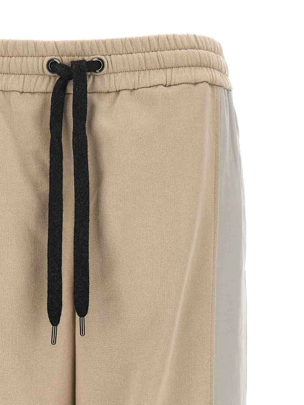 BRUNELLO CUCINELLI WOMEN'S BEIGE JOGGER PANTS WITH PANELS - Image 4